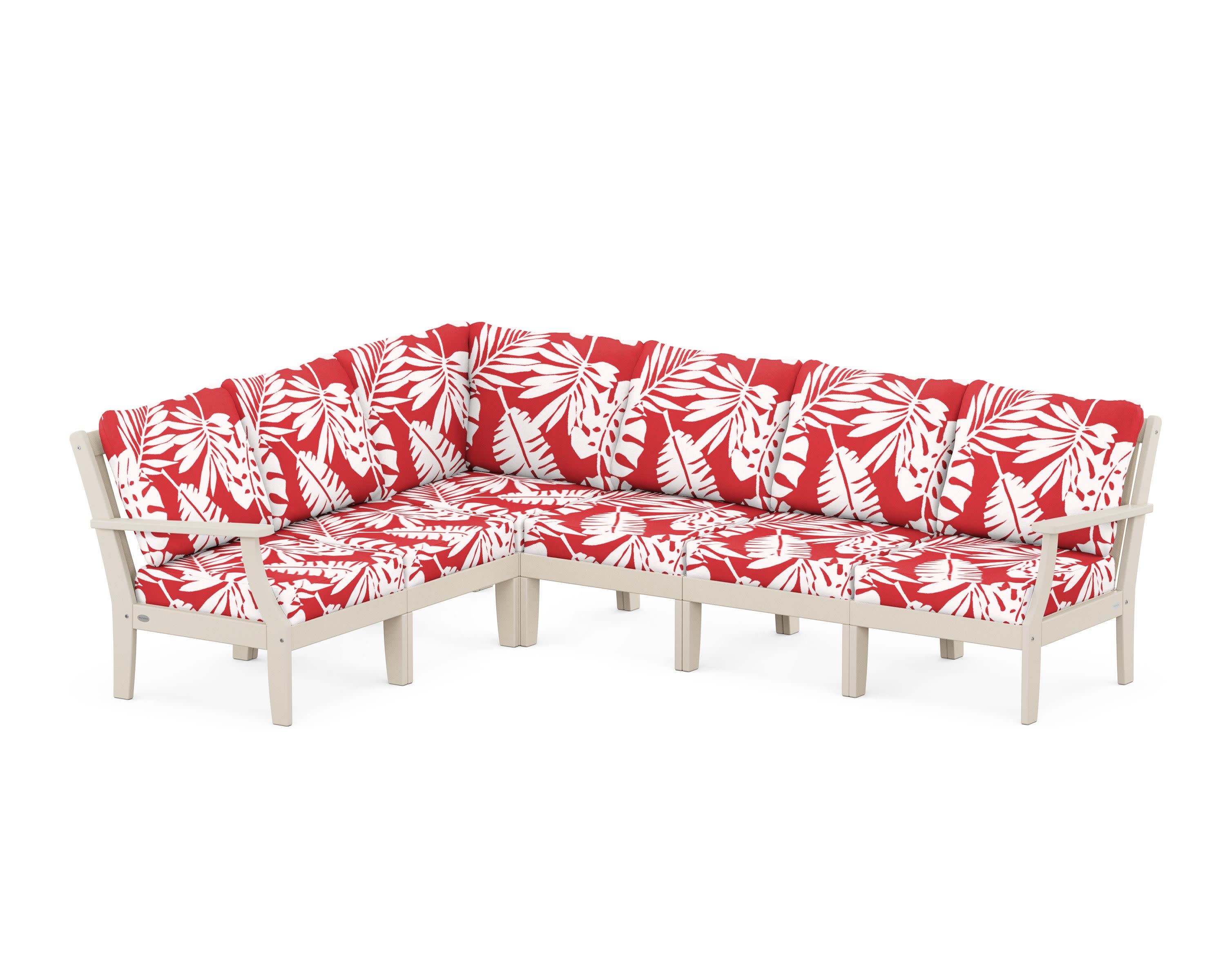 Braxton Modular 6-Piece Deep Seating Set in Sand / Leaf Crimson