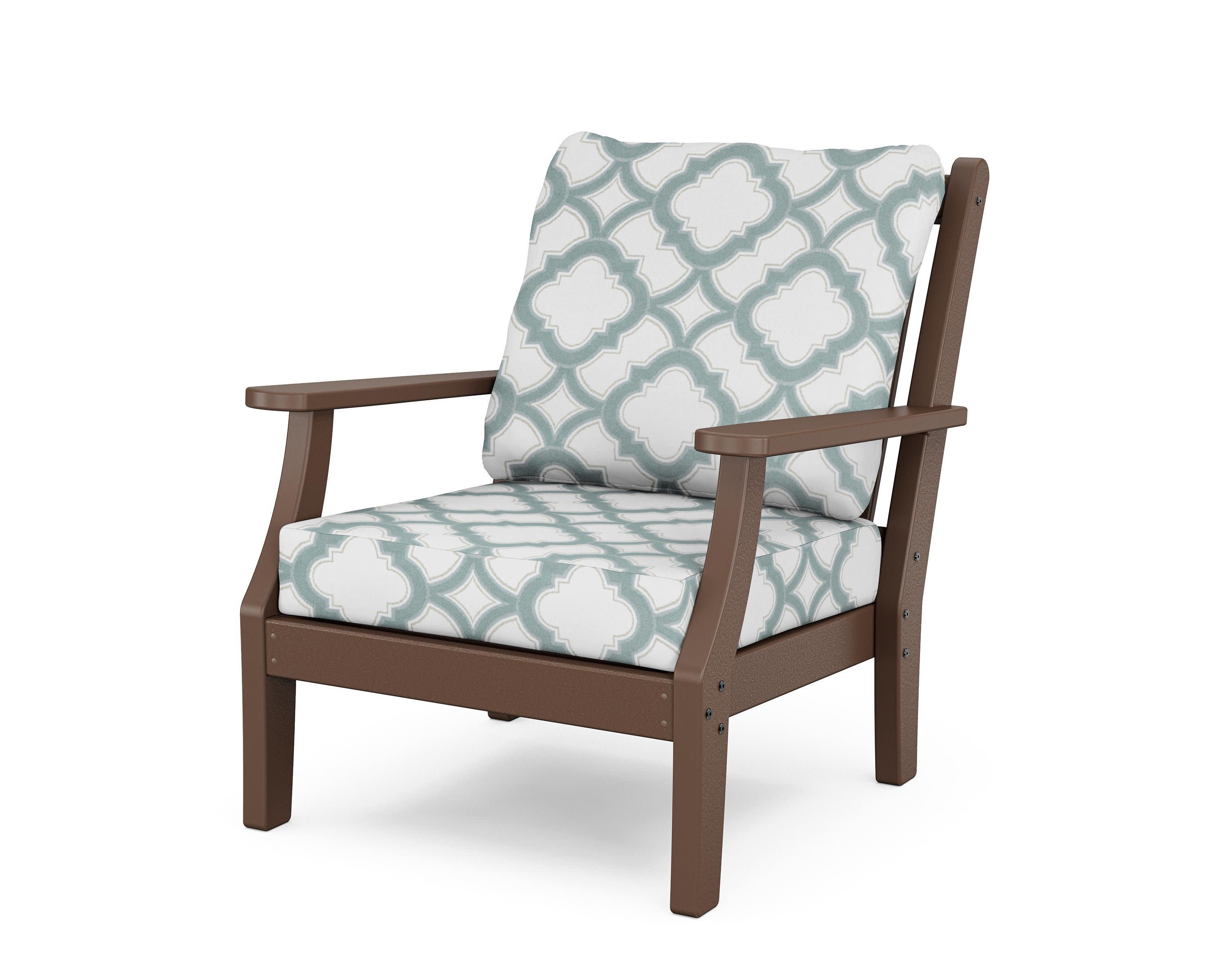 Wovendale Deep Seating Chair in Mahogany / Trellis Glacier Spa