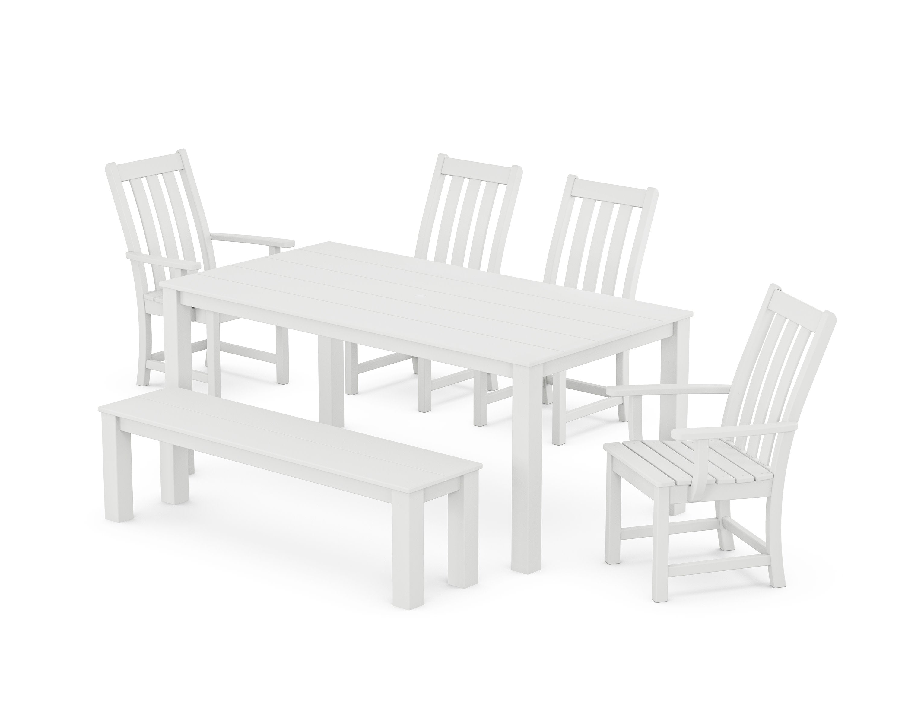 Vineyard 6-Piece Parsons Dining Set with Bench in White