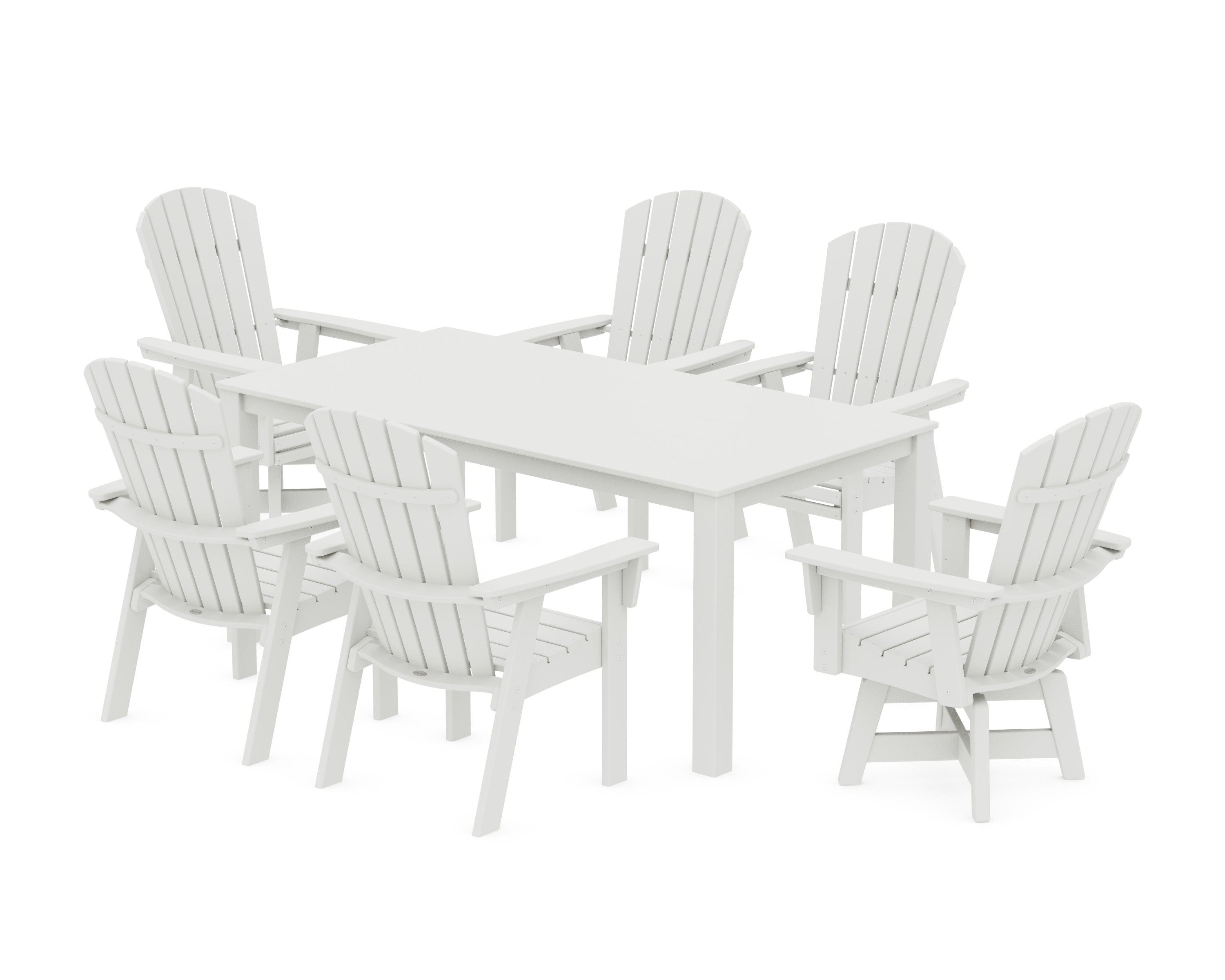 Nautical Curveback Adirondack Swivel 7-Piece Parsons Dining Set in Vintage White
