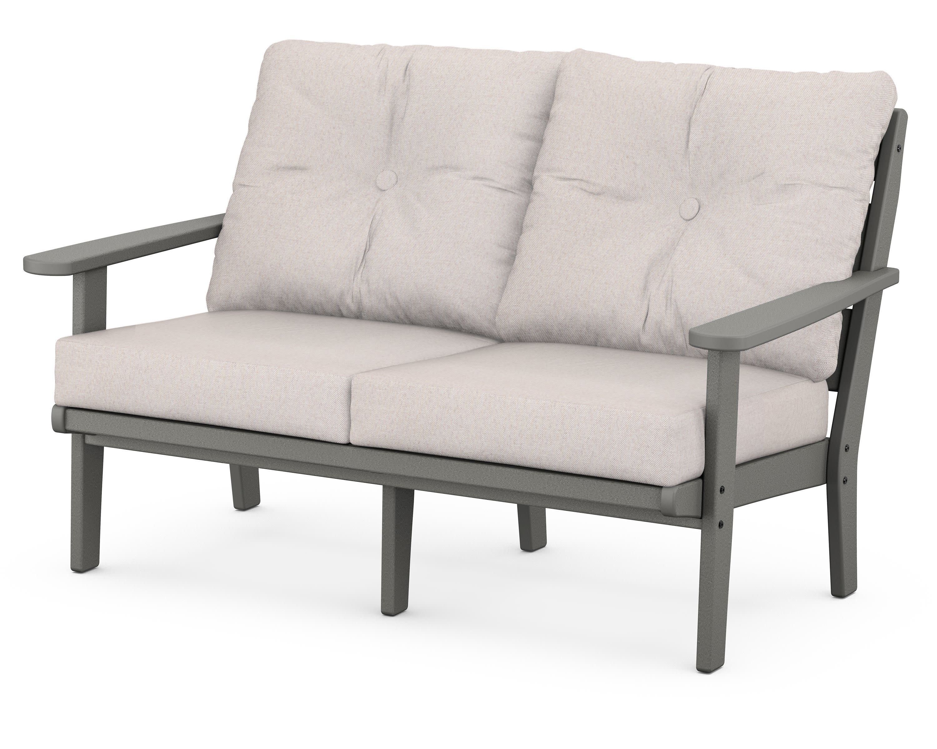 Lakeside Deep Seating Loveseat in Slate Grey / Dune Burlap