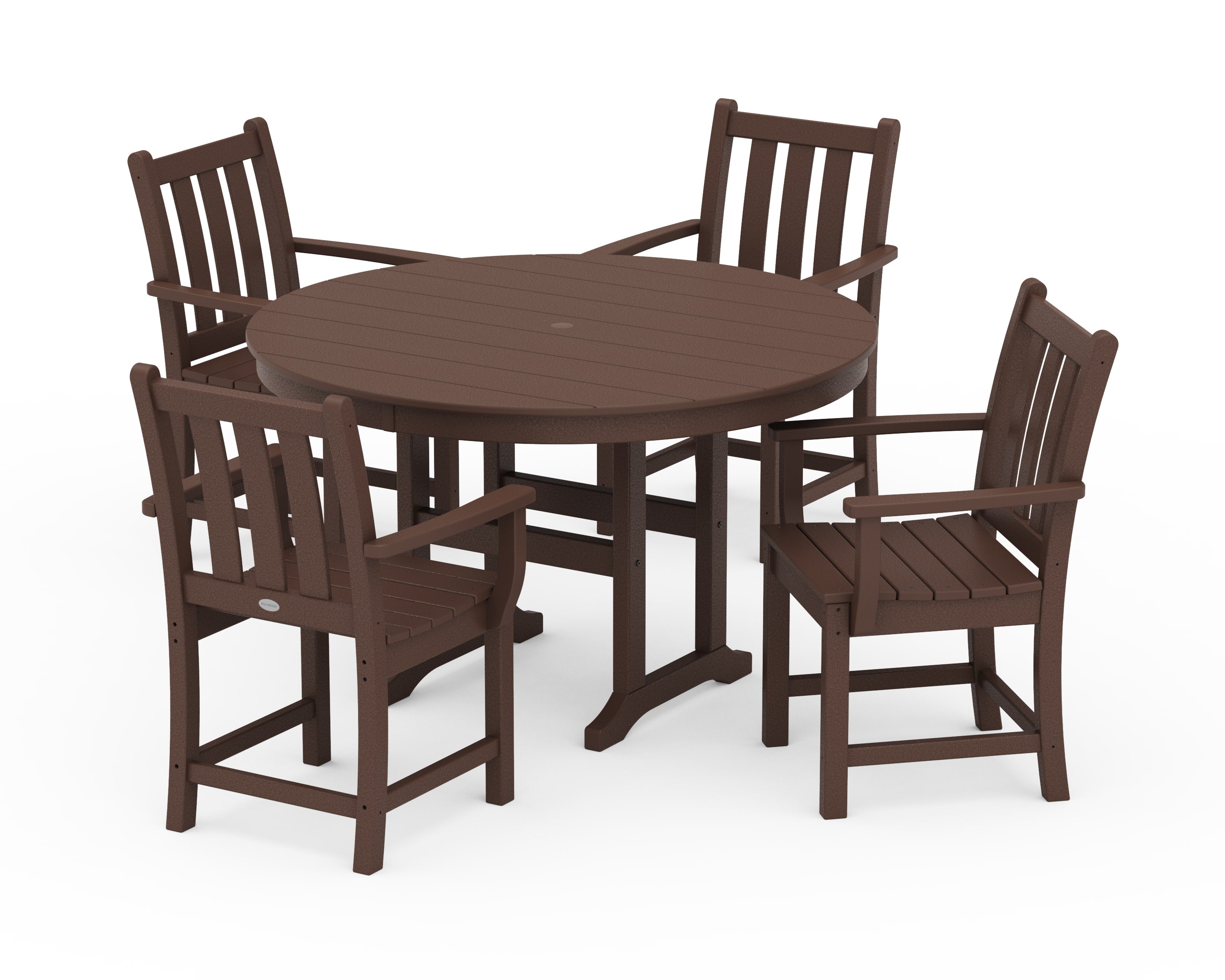 Traditional Garden 5-Piece Round Farmhouse Dining Set in Mahogany