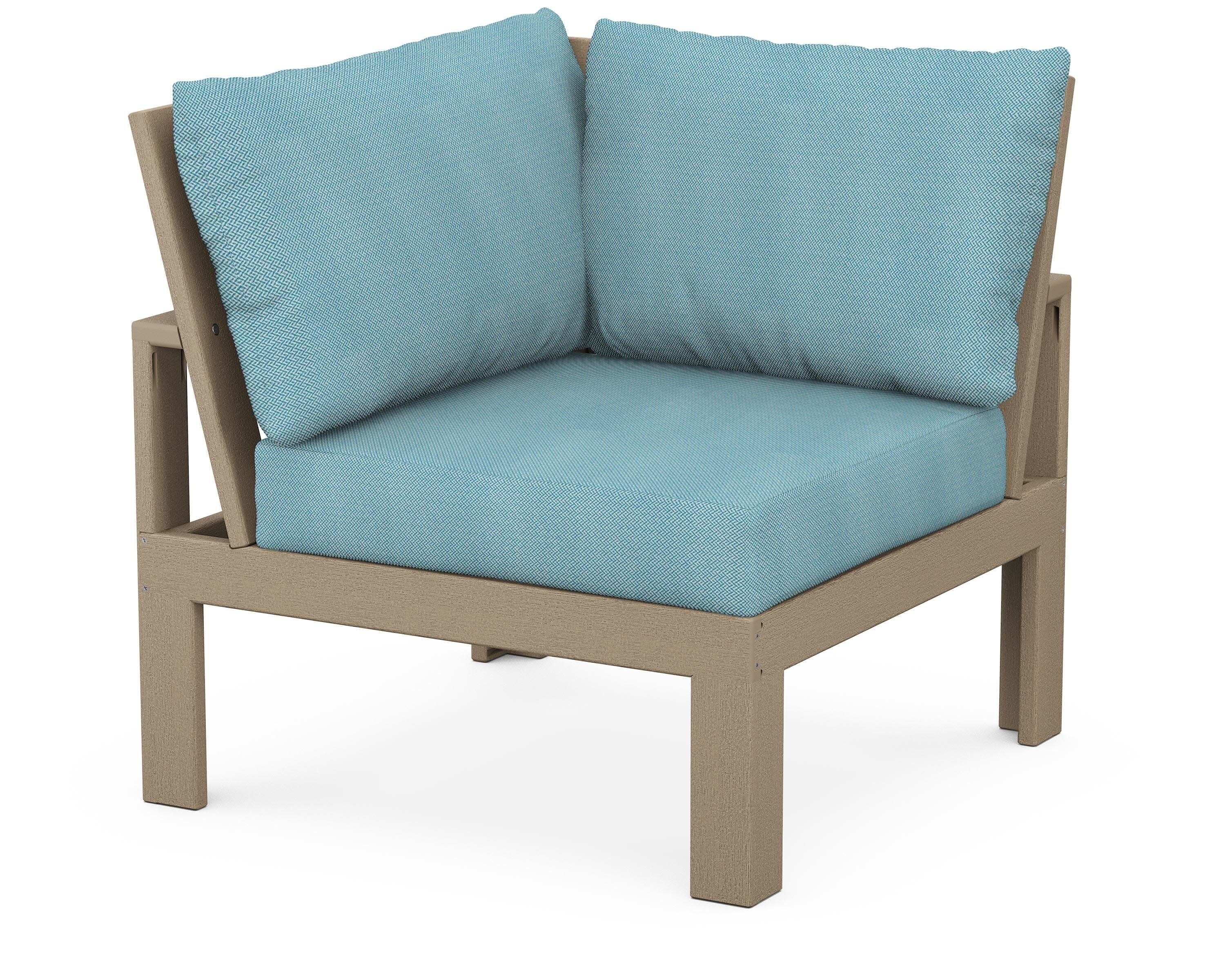 Modular Corner Chair in Vintage Sahara / Lattice Sky Blue