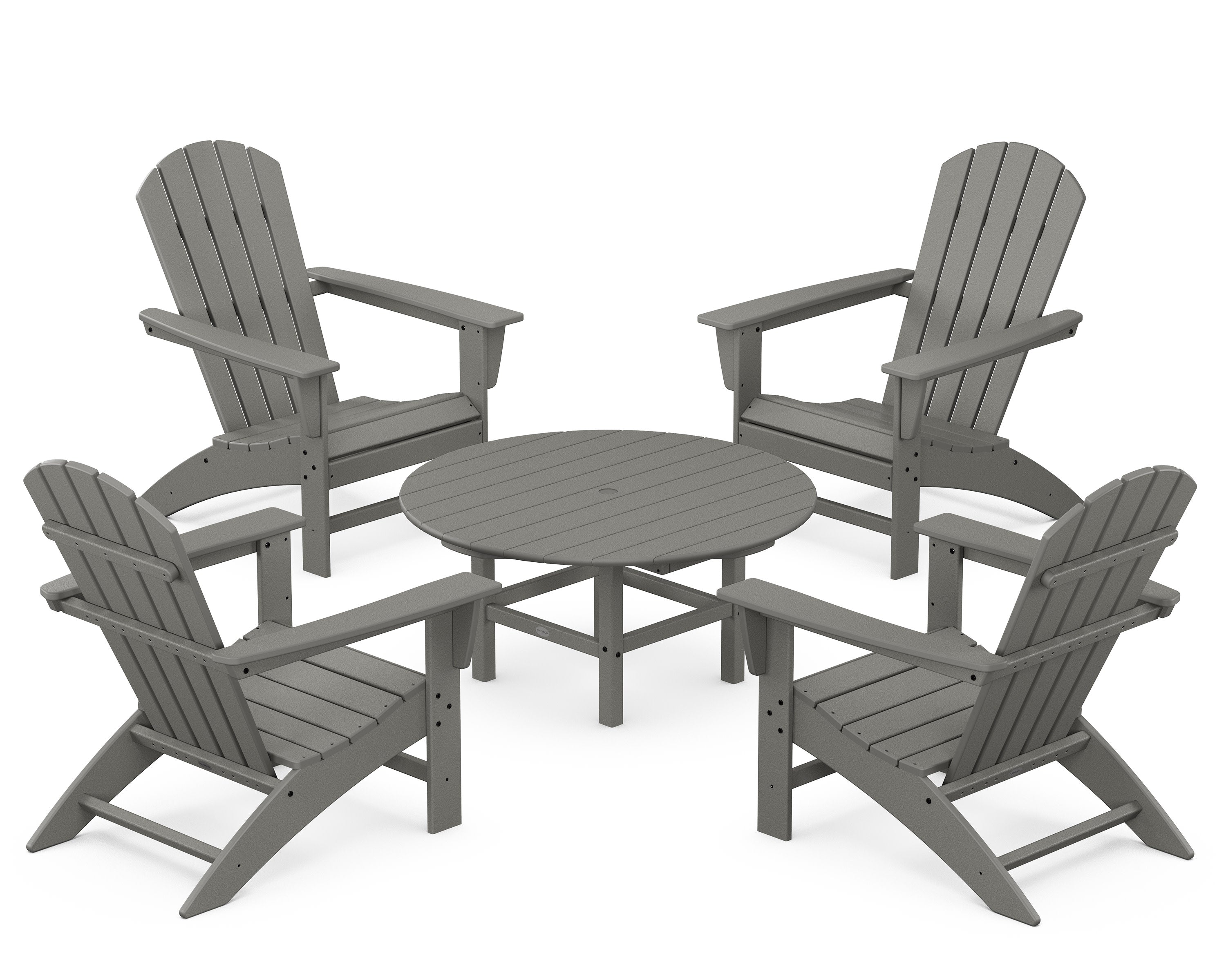 Nautical 5-Piece Adirondack Chair Conversation Set in Slate Grey