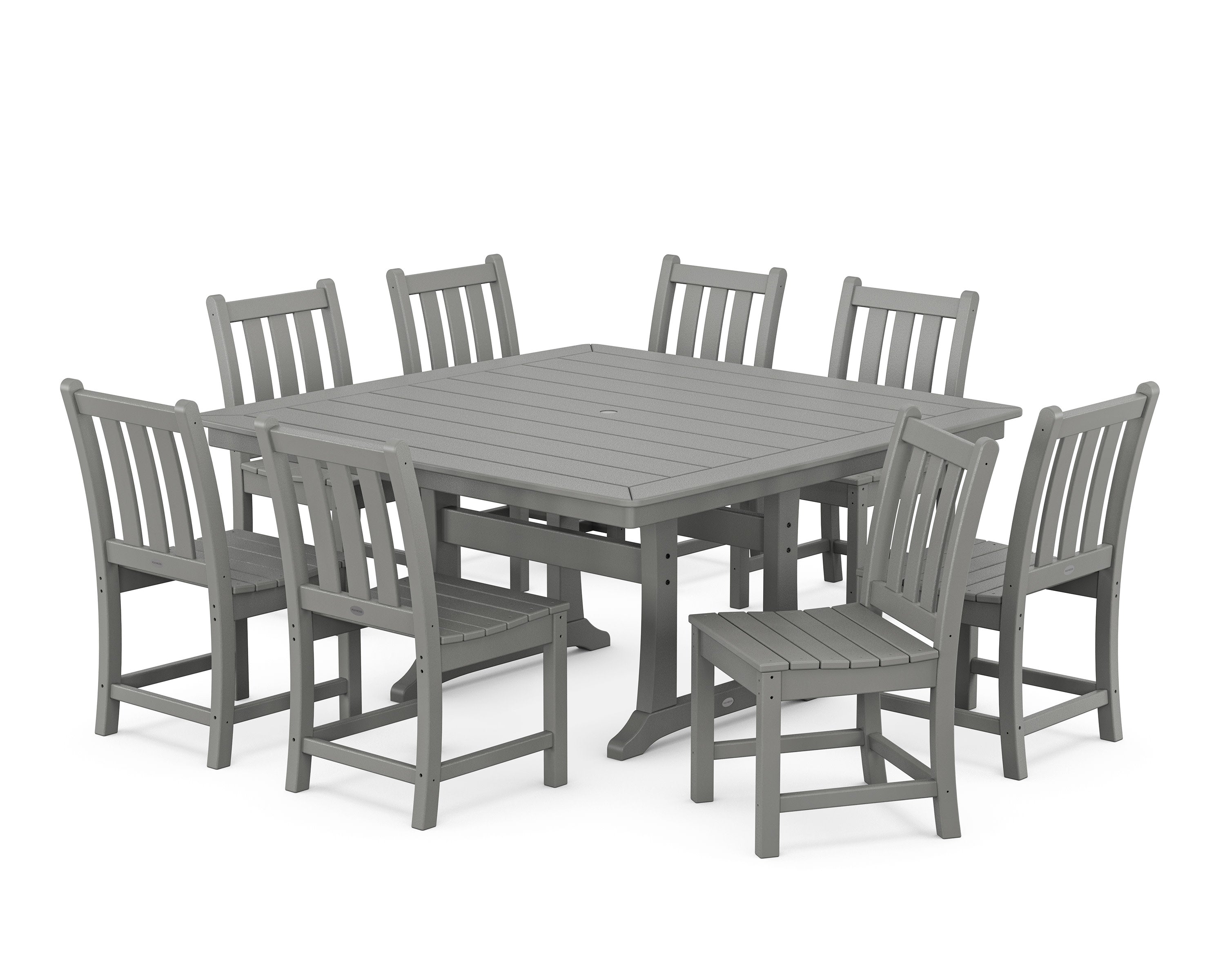 Traditional Garden 9-Piece Nautical Trestle Dining Set in Slate Grey