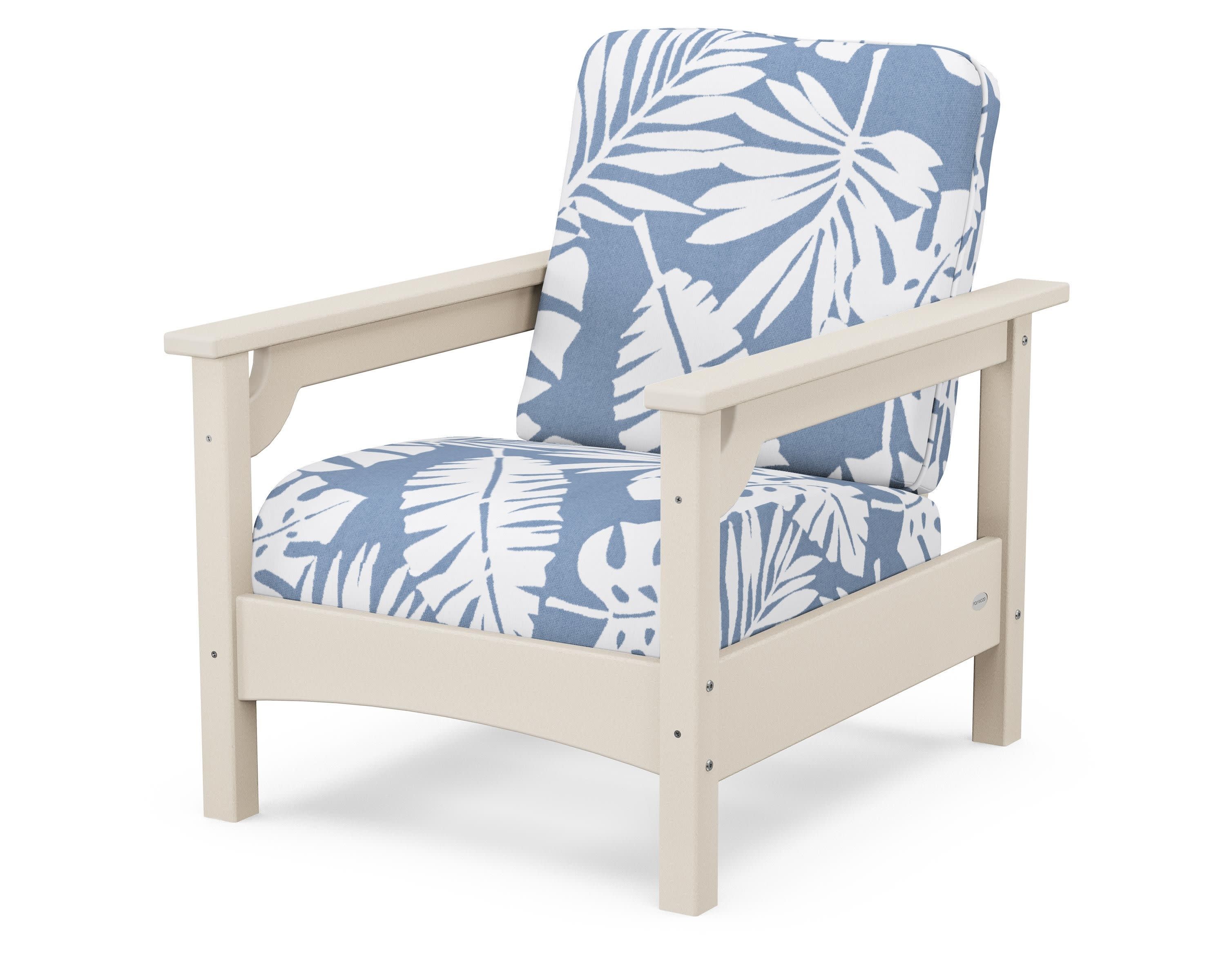 Club Chair in Sand / Leaf Sky Blue