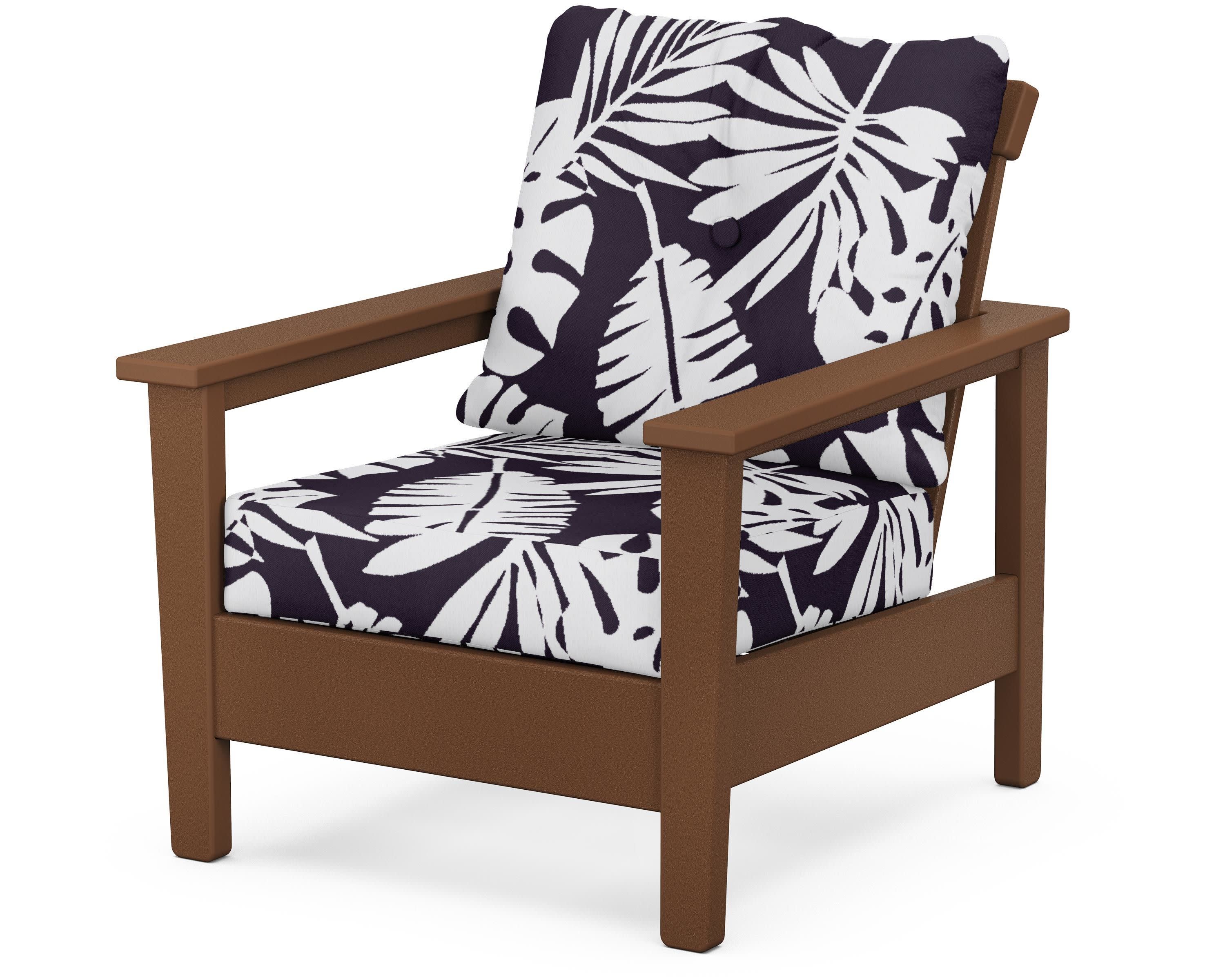 Prescott Deep Seating Chair in Teak / Leaf Navy