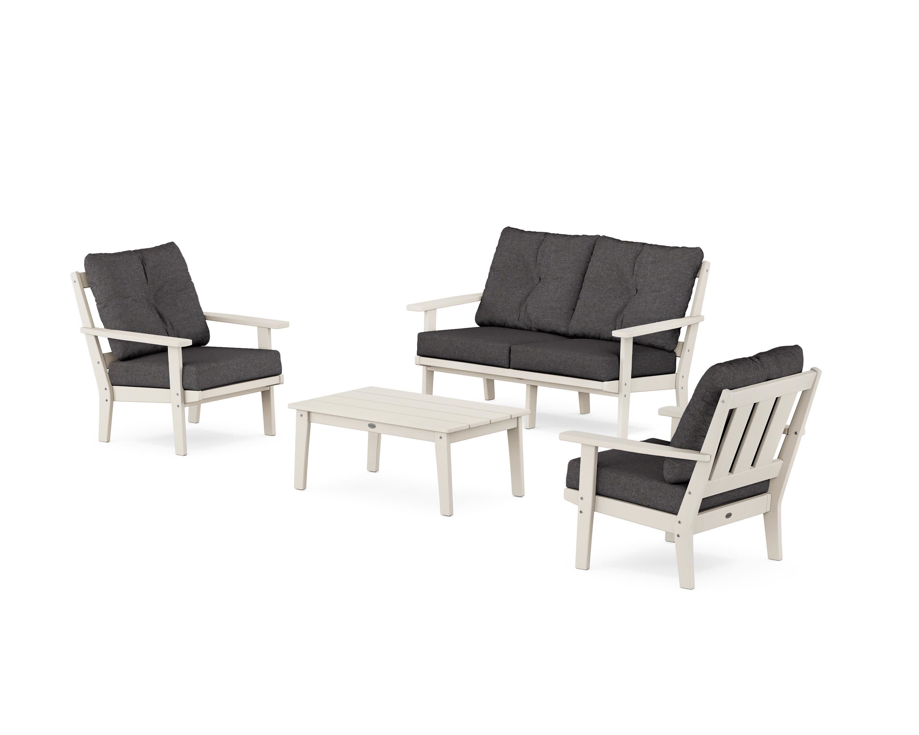 Oxford 4-Piece Deep Seating Set with Loveseat in Sand / Ash Charcoal