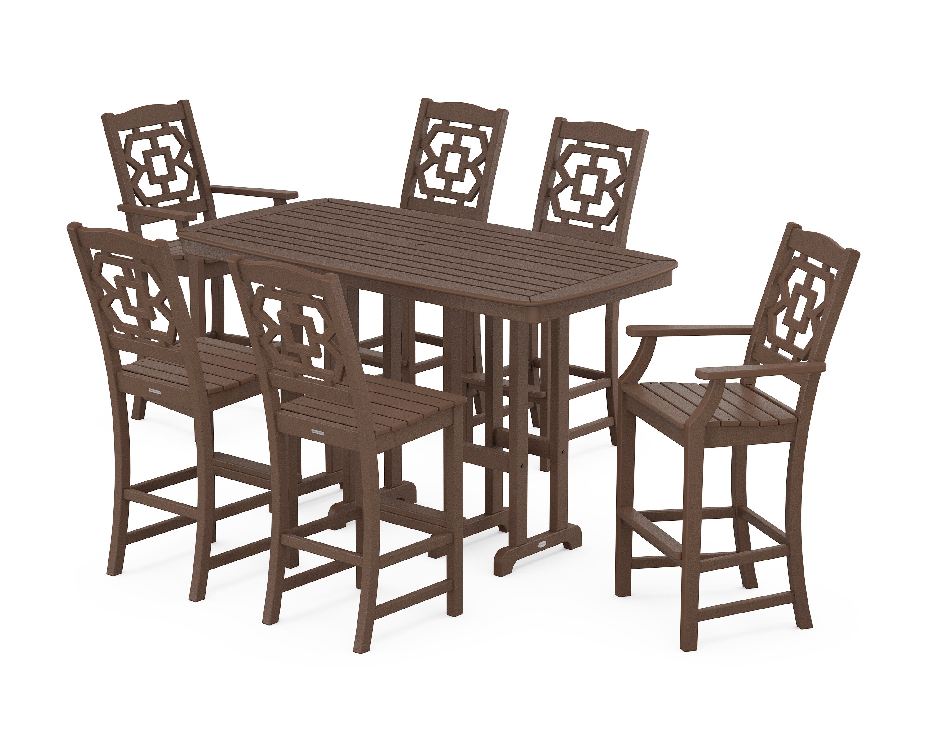 Chinoiserie 7-Piece Bar Set in Mahogany