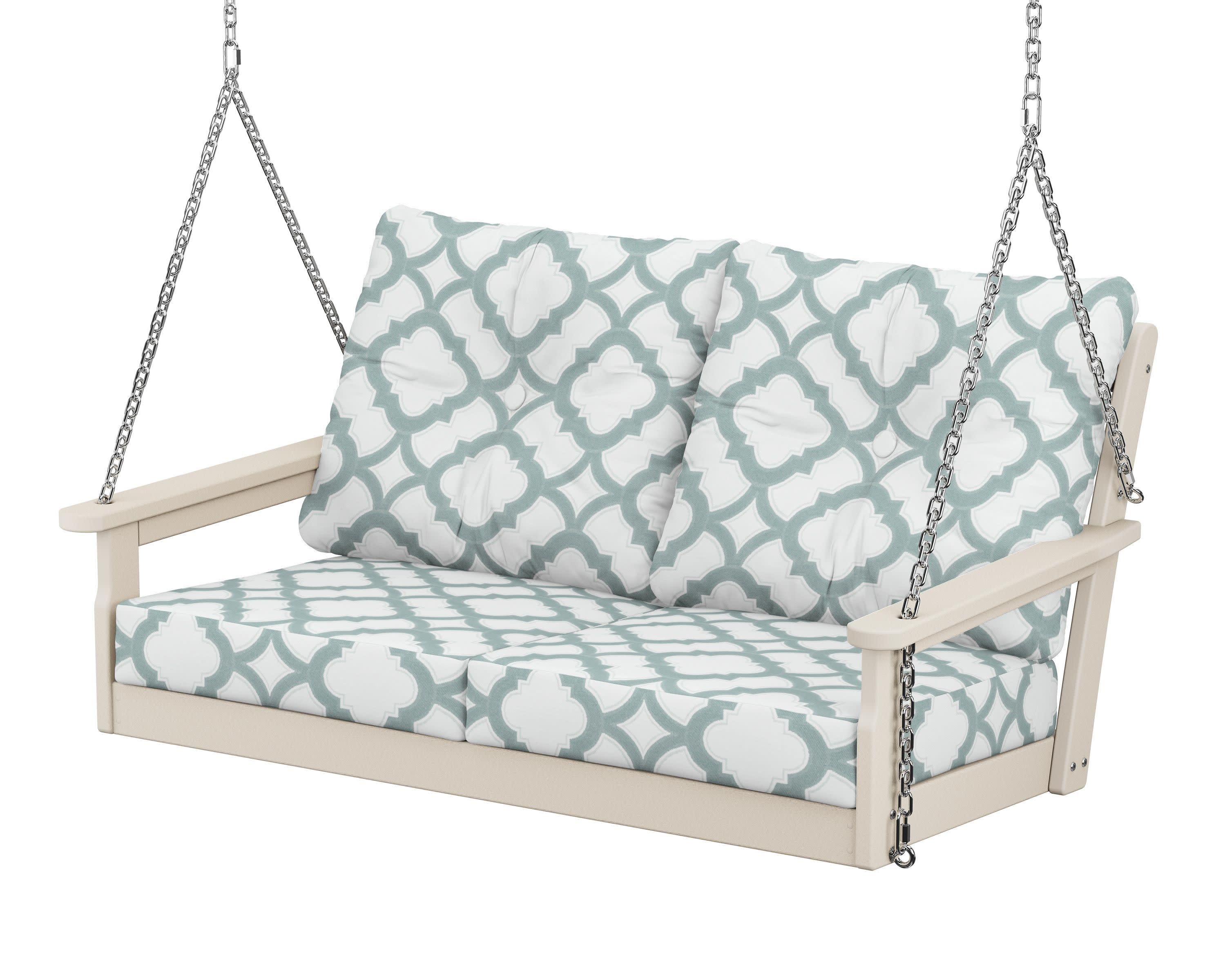 Vineyard Deep Seating Swing in Sand / Trellis Glacier Spa