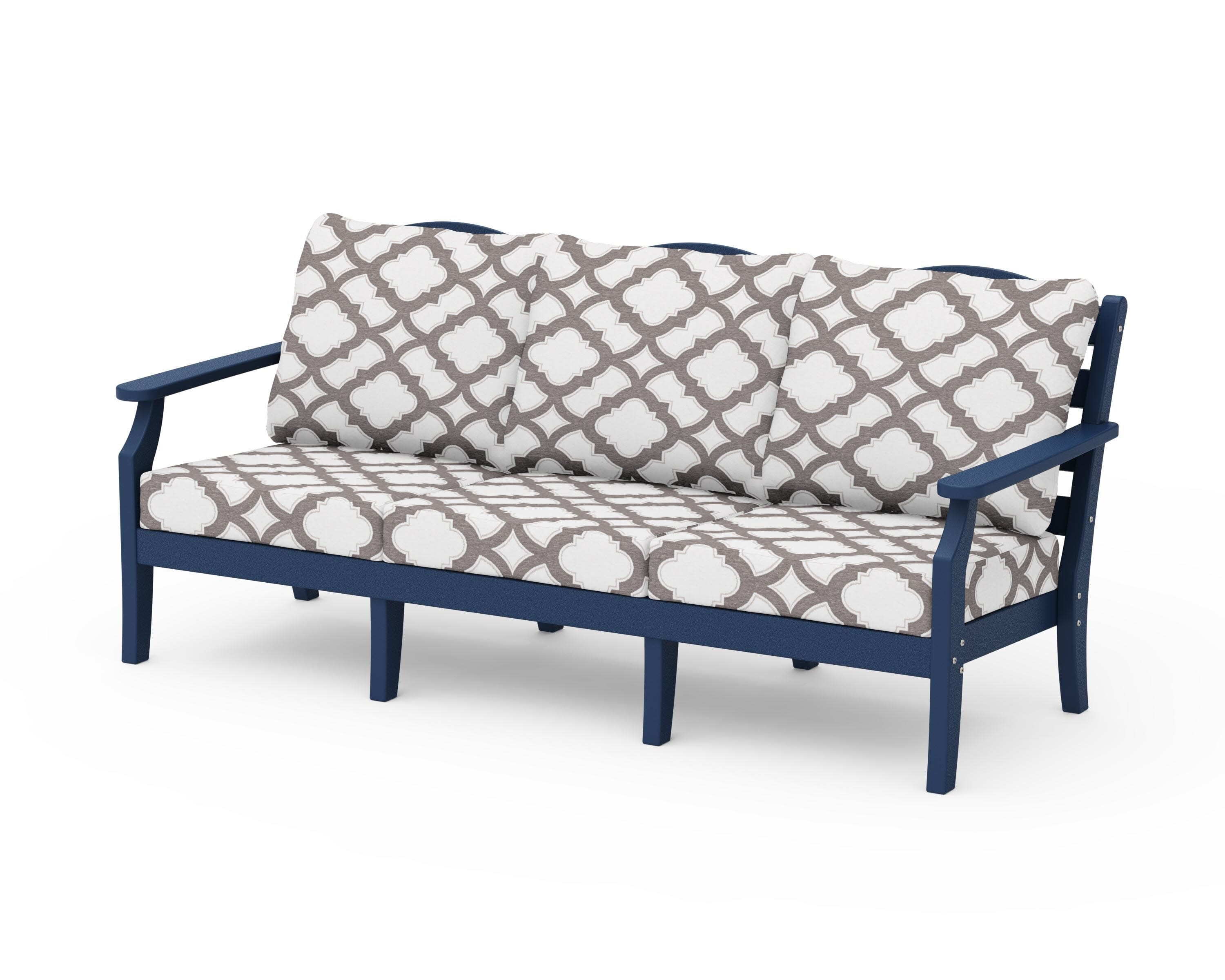 Savannah Deep Seating Sofa in Navy / Trellis Grey Mist