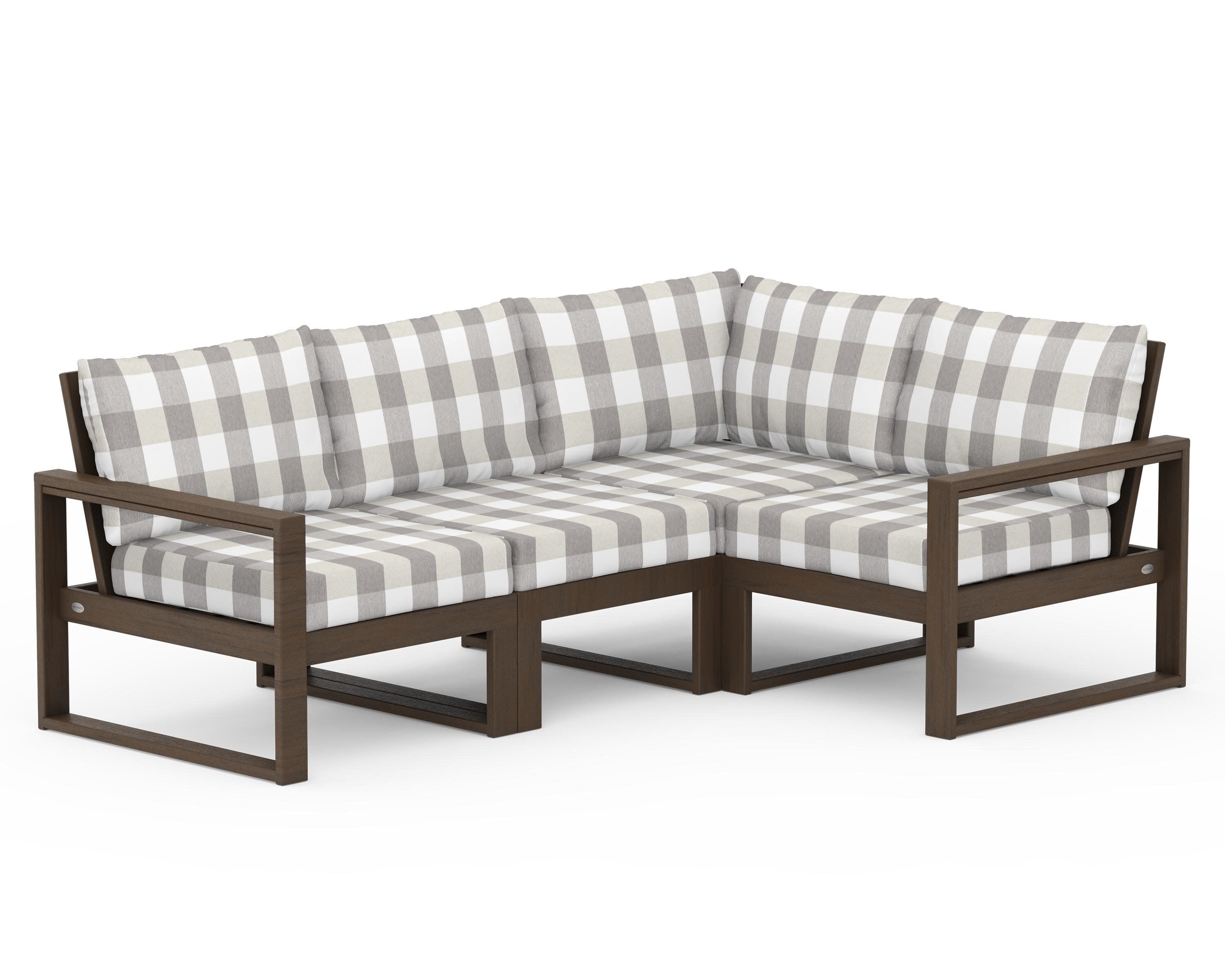 EDGE 4-Piece Modular Deep Seating Set in Kona / Buffalo Plaid Grey Mist
