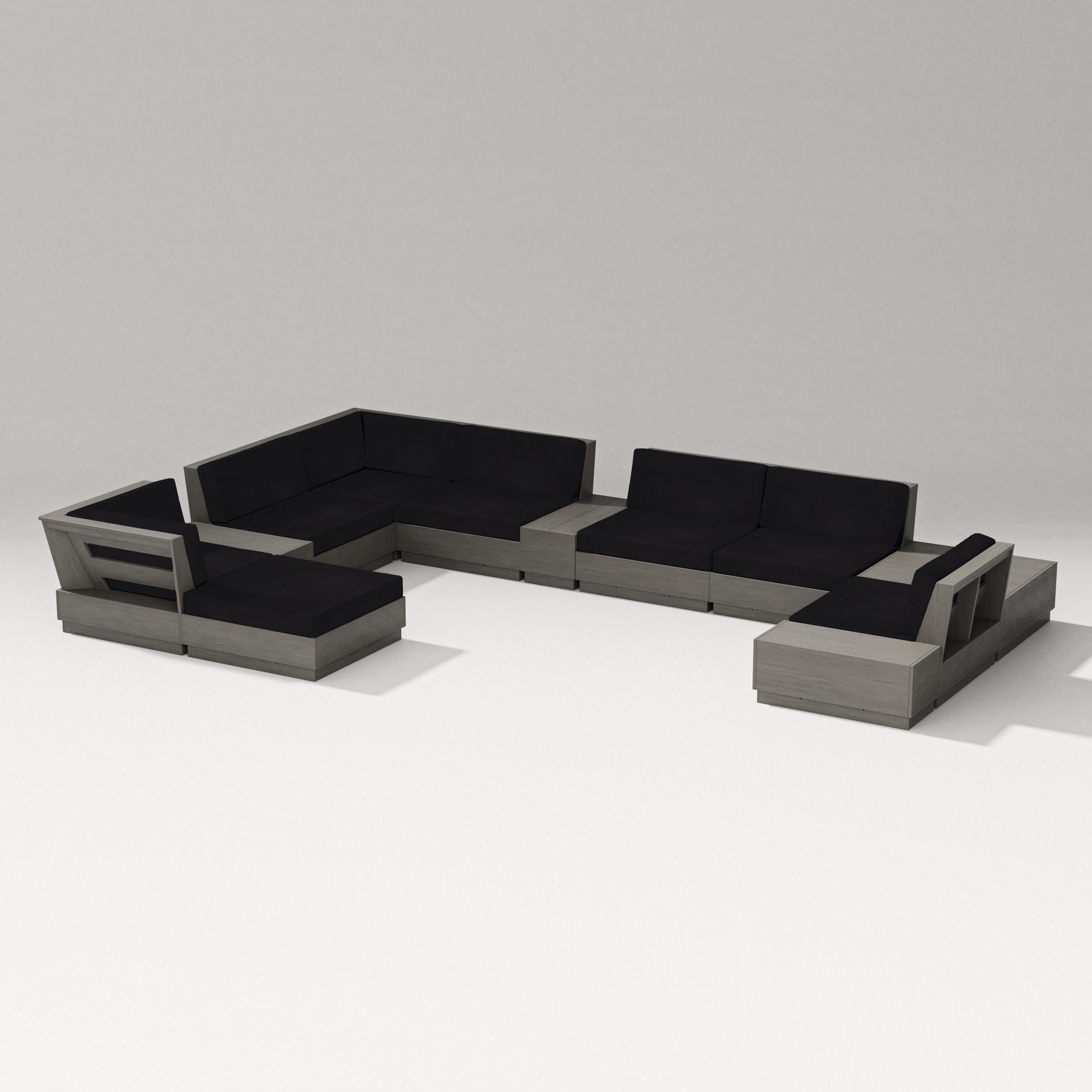 Elevate 12-Piece Conversation Sectional Set in Driftwood / Midnight Linen