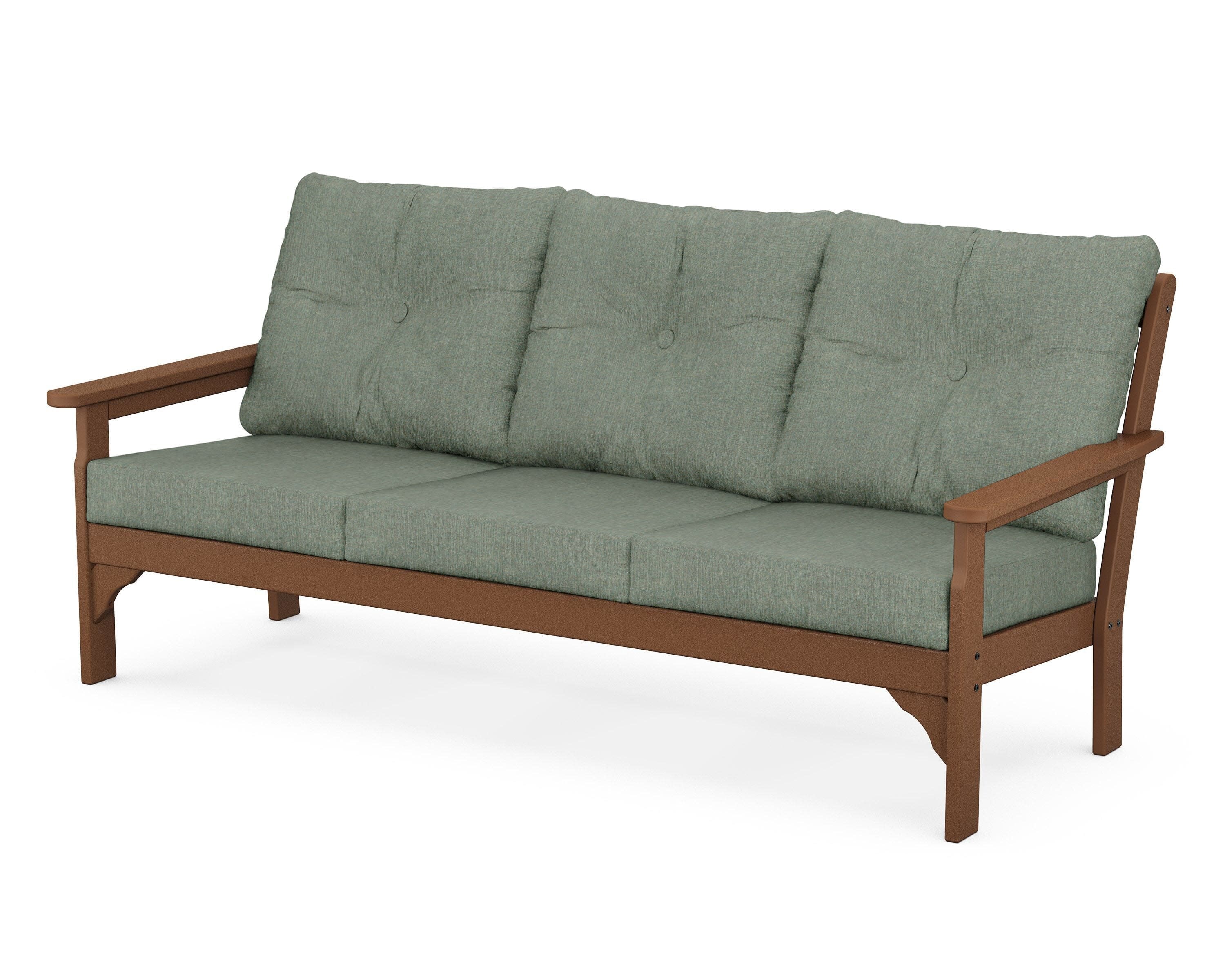 Vineyard Deep Seating Sofa in Teak / Cast Sage