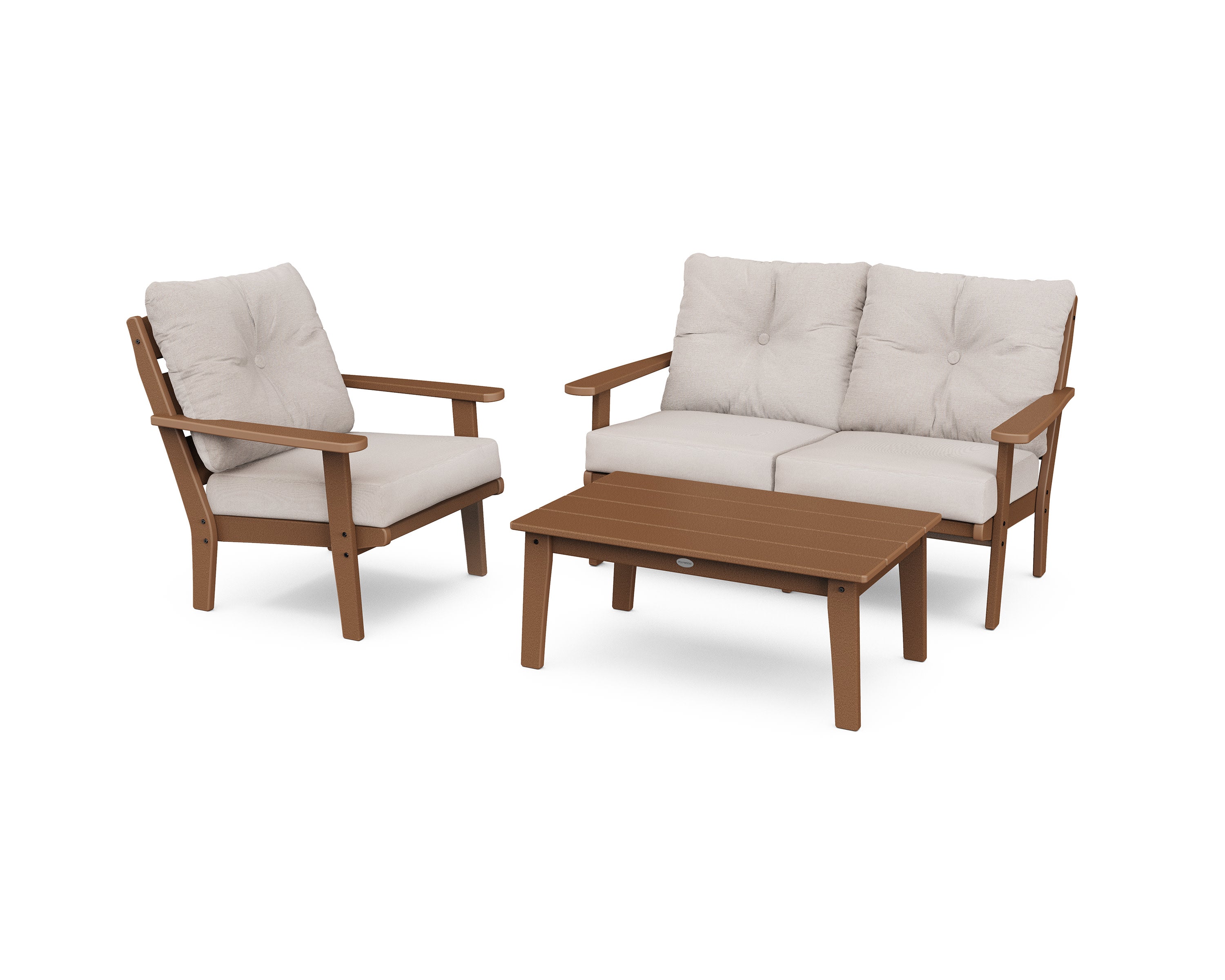 Lakeside 3-Piece Deep Seating Set in Teak / Dune Burlap