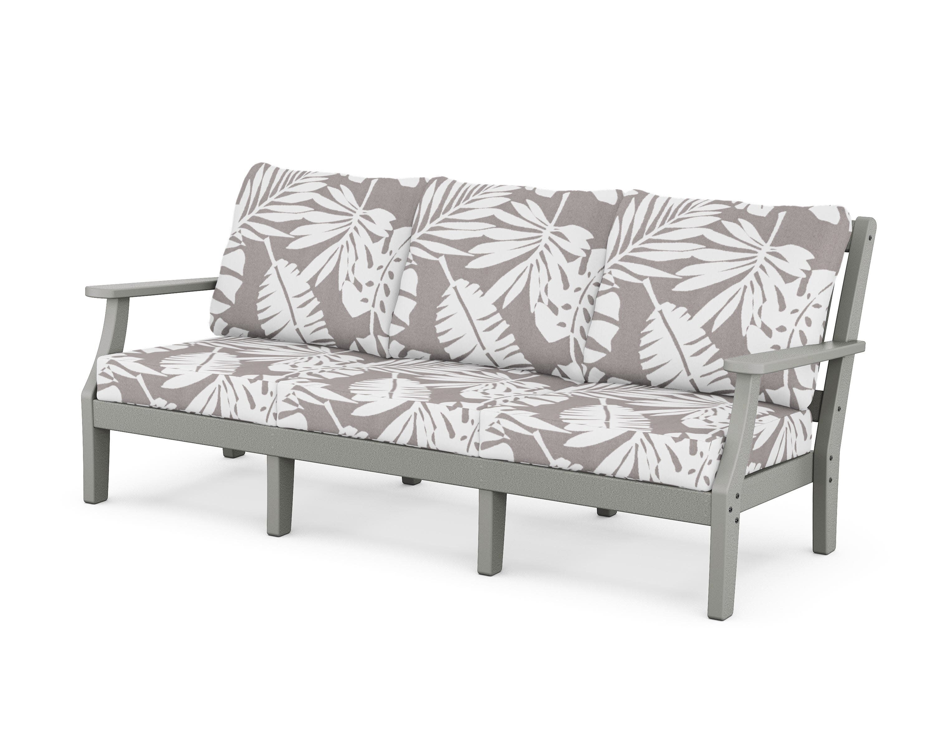Chinoiserie Deep Seating Sofa in Slate Grey / Leaf Grey Mist