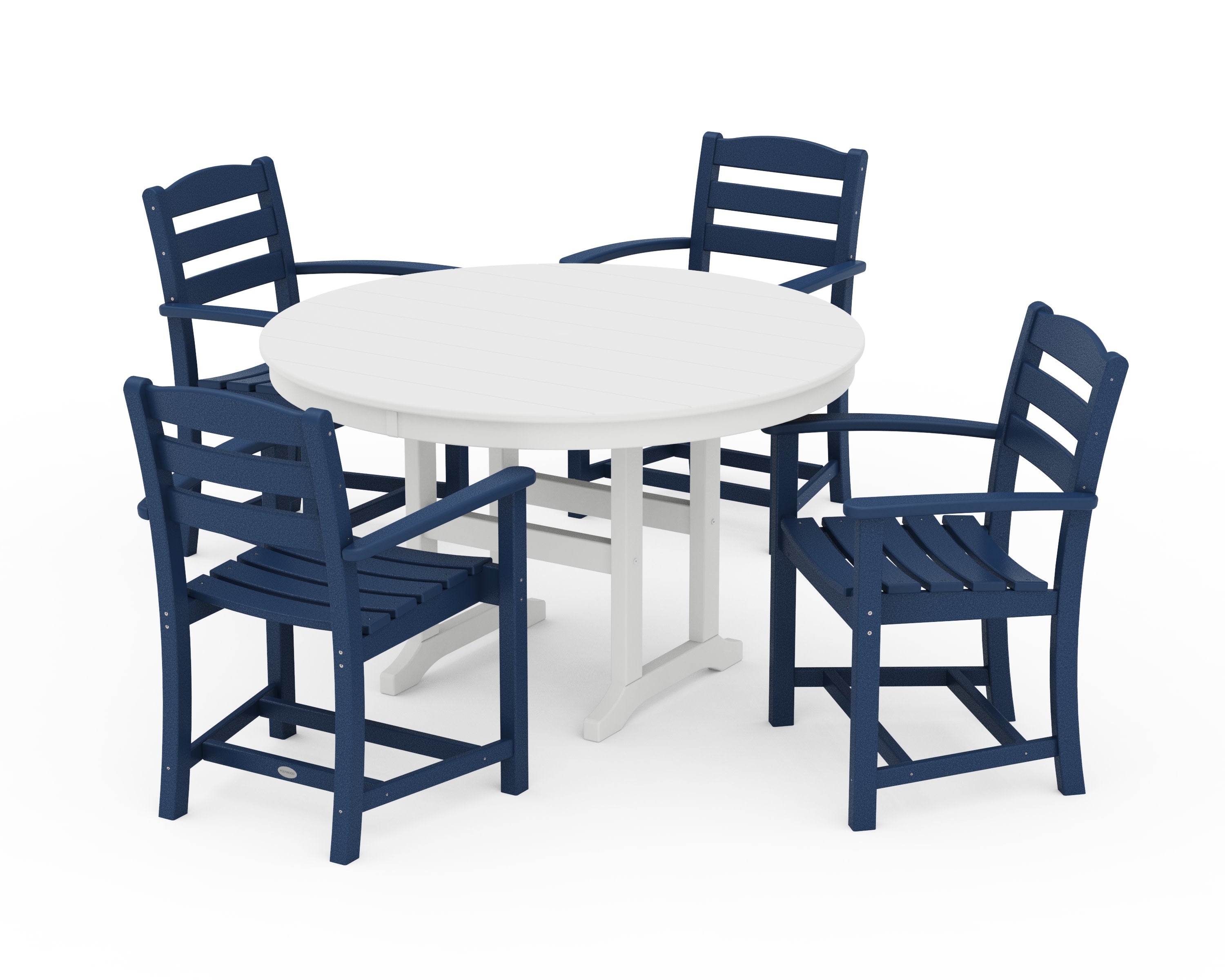 La Casa Caf 5-Piece Round Farmhouse Dining Set in Navy / White