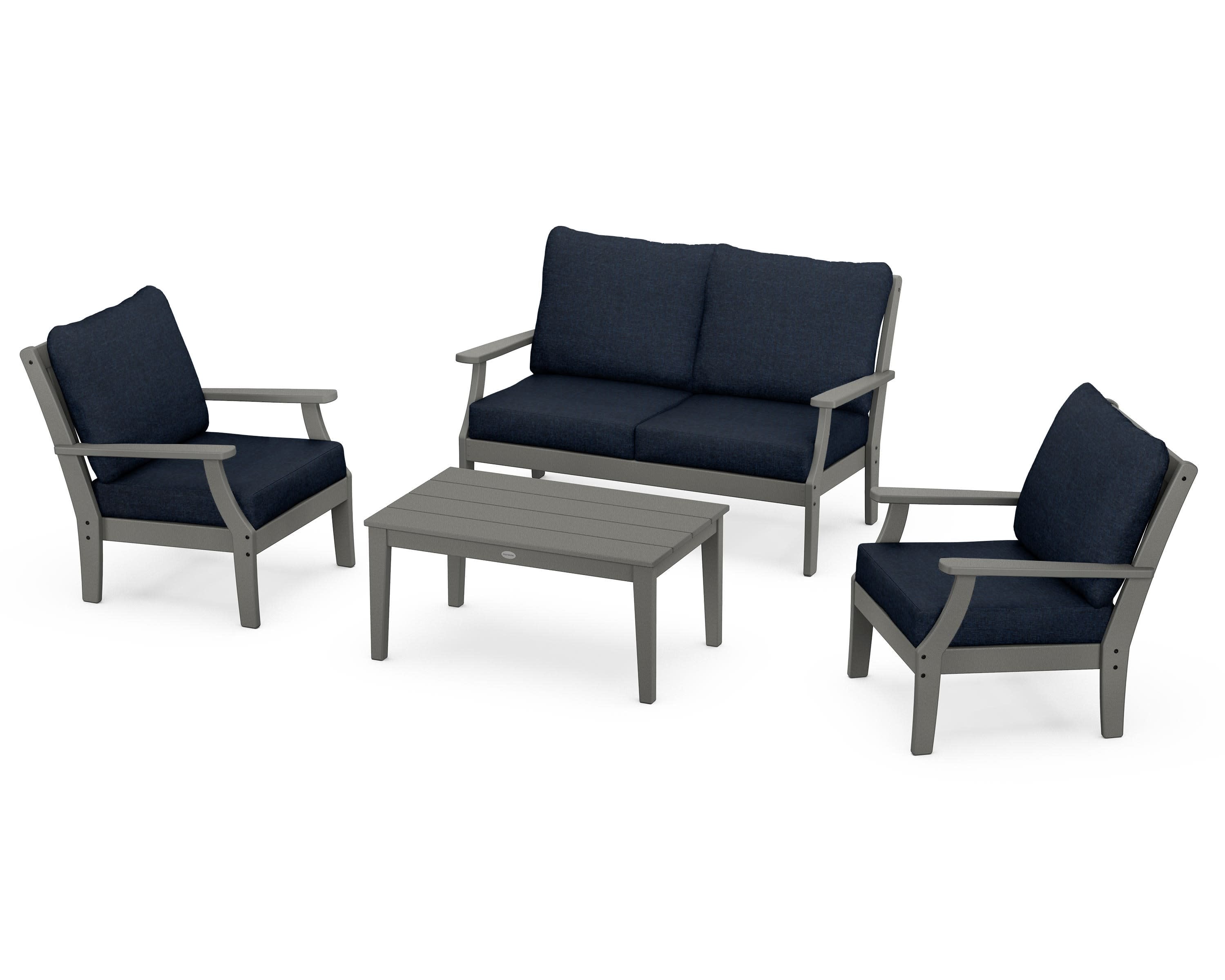 Braxton 4-Piece Deep Seating Chair Set in Slate Grey / Marine Indigo