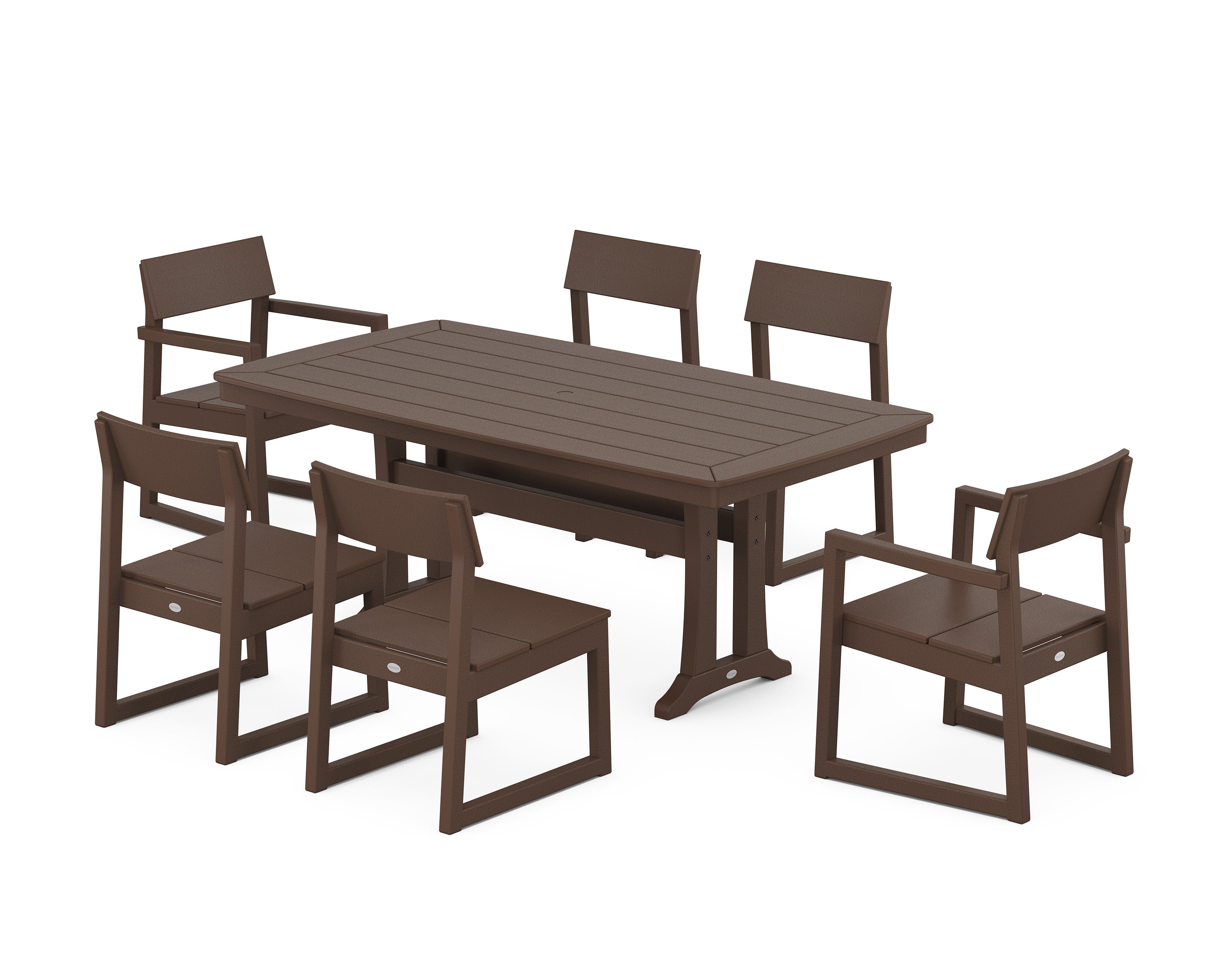 EDGE 7-Piece Dining Set with Trestle Legs in Mahogany