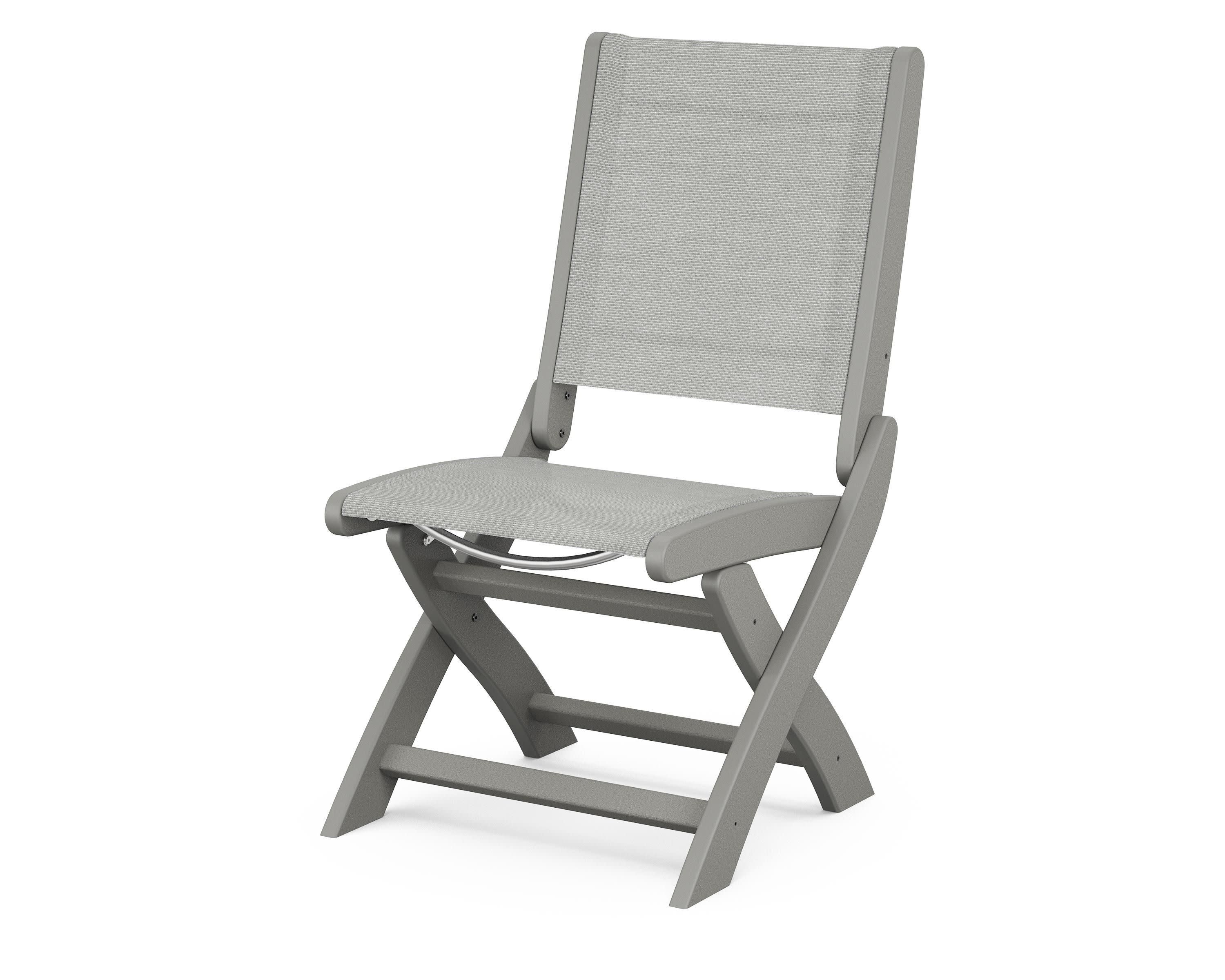 Coastal Folding Side Chair in Slate Grey / Metallic Sling