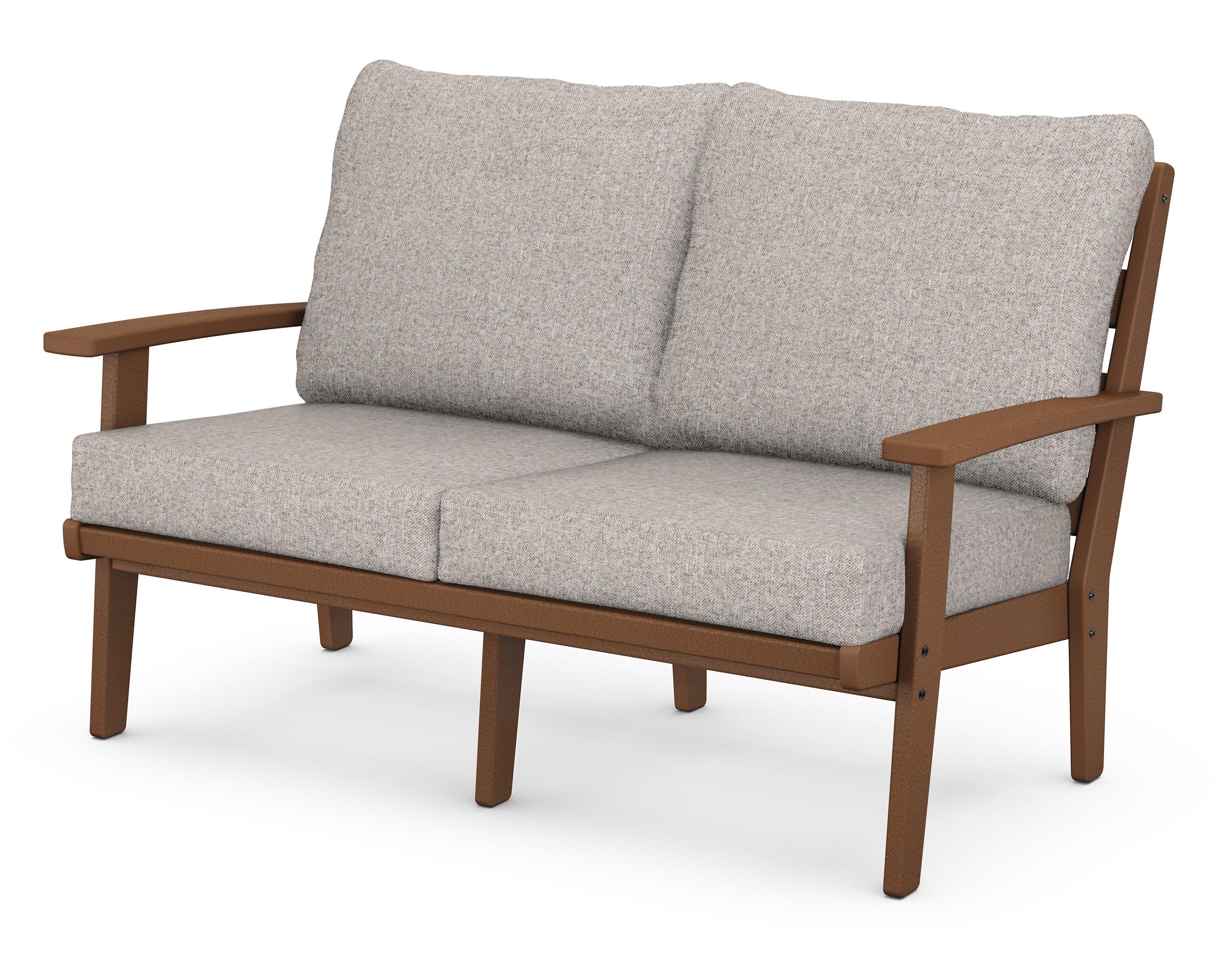 Grant Park Deep Seating Loveseat in Teak / Weathered Tweed