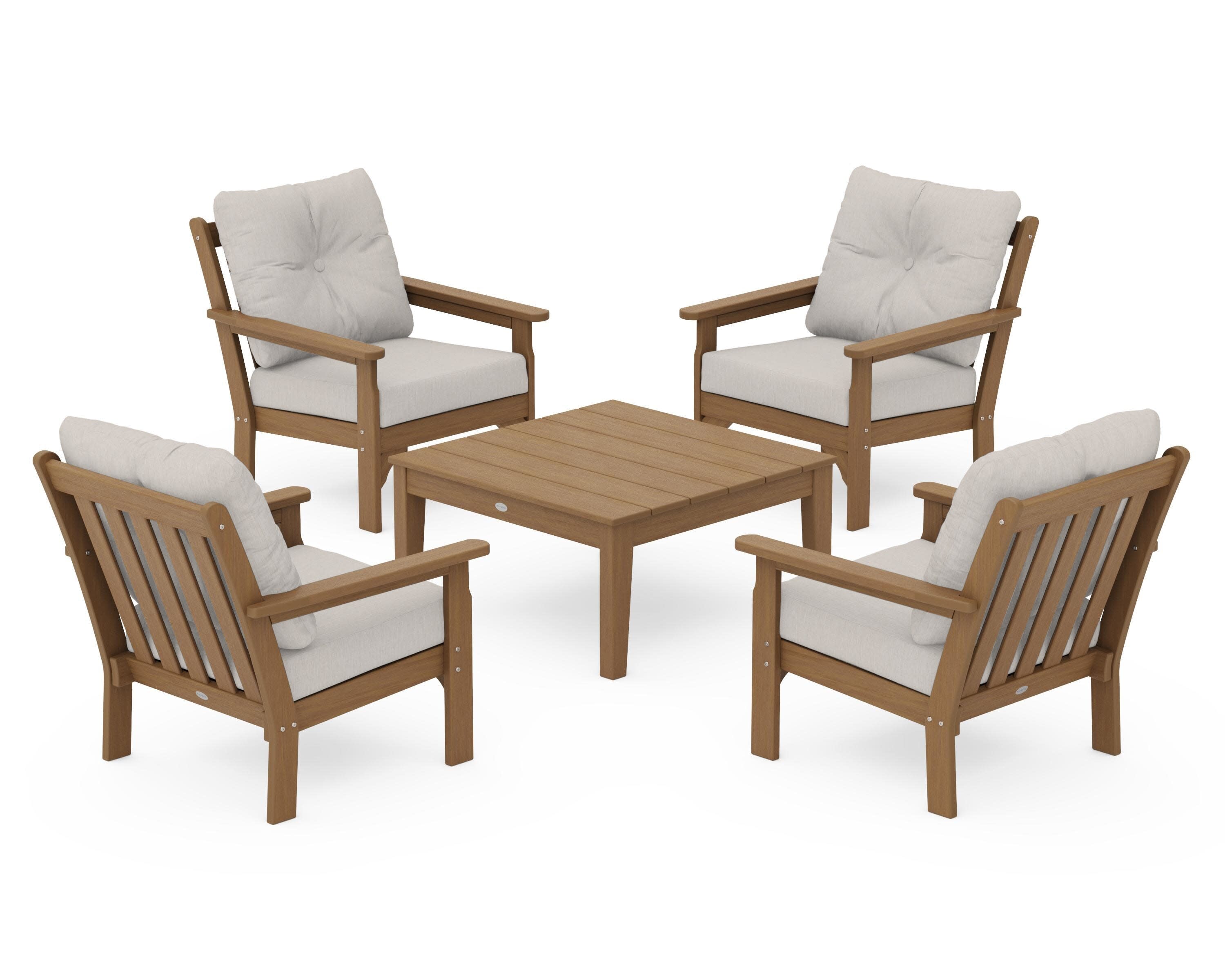 Vineyard 5-Piece Deep Seating Conversation Set in Natural / Cast Ash