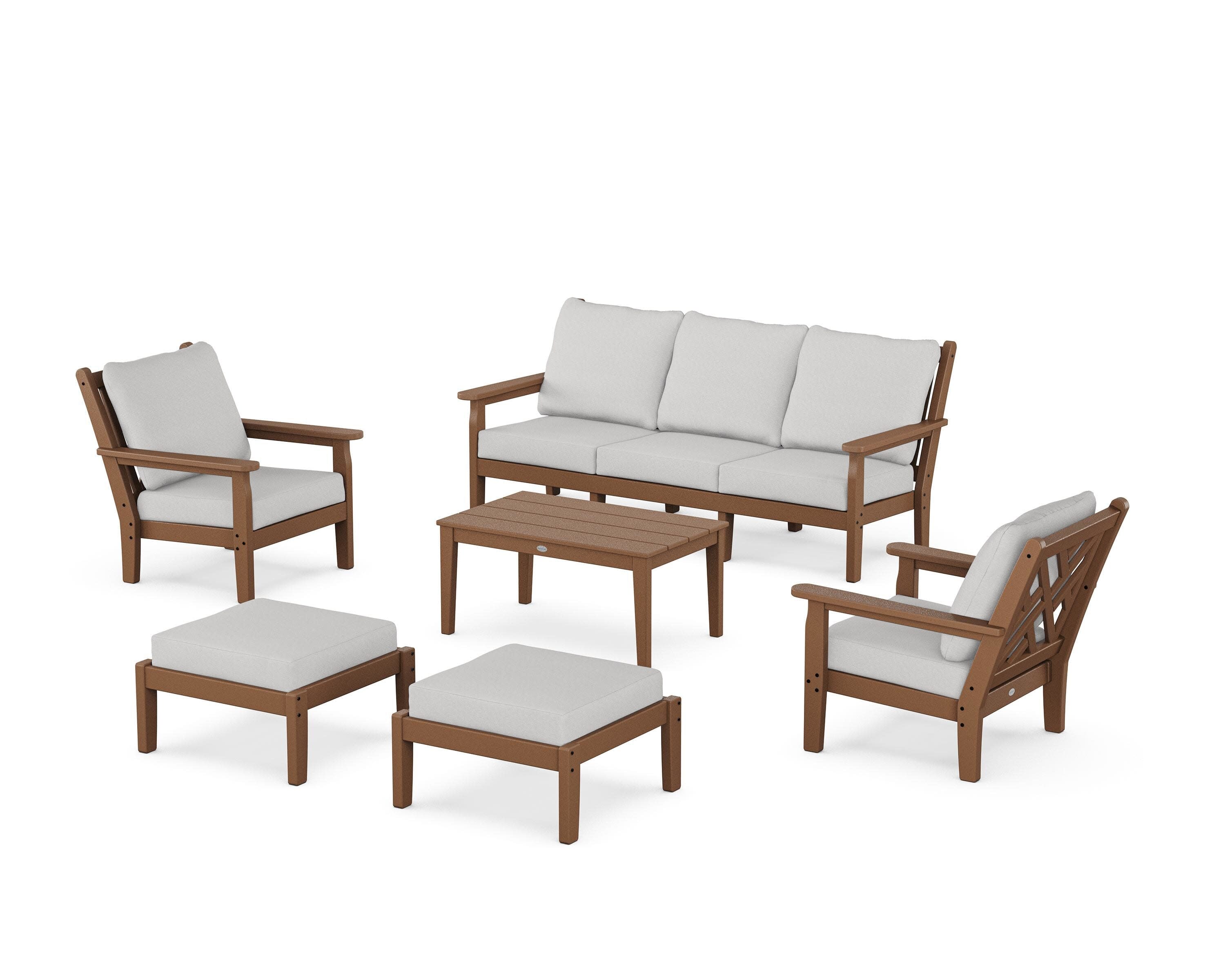 Chippendale 6-Piece Lounge Sofa Set in Teak / Diamond in the Rough