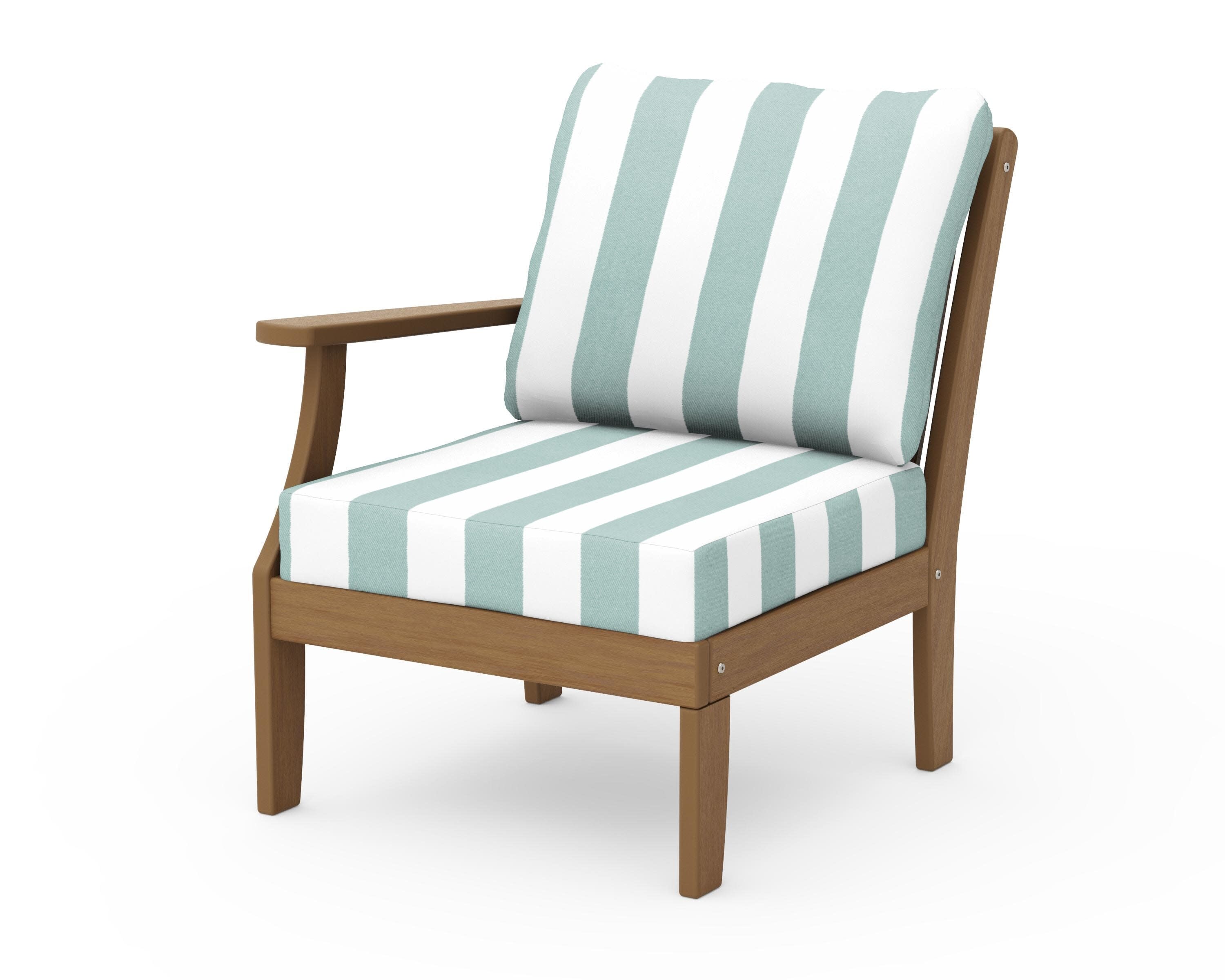 Braxton Modular Left Arm Chair in Natural / Cabana Stripe Glacier Spa