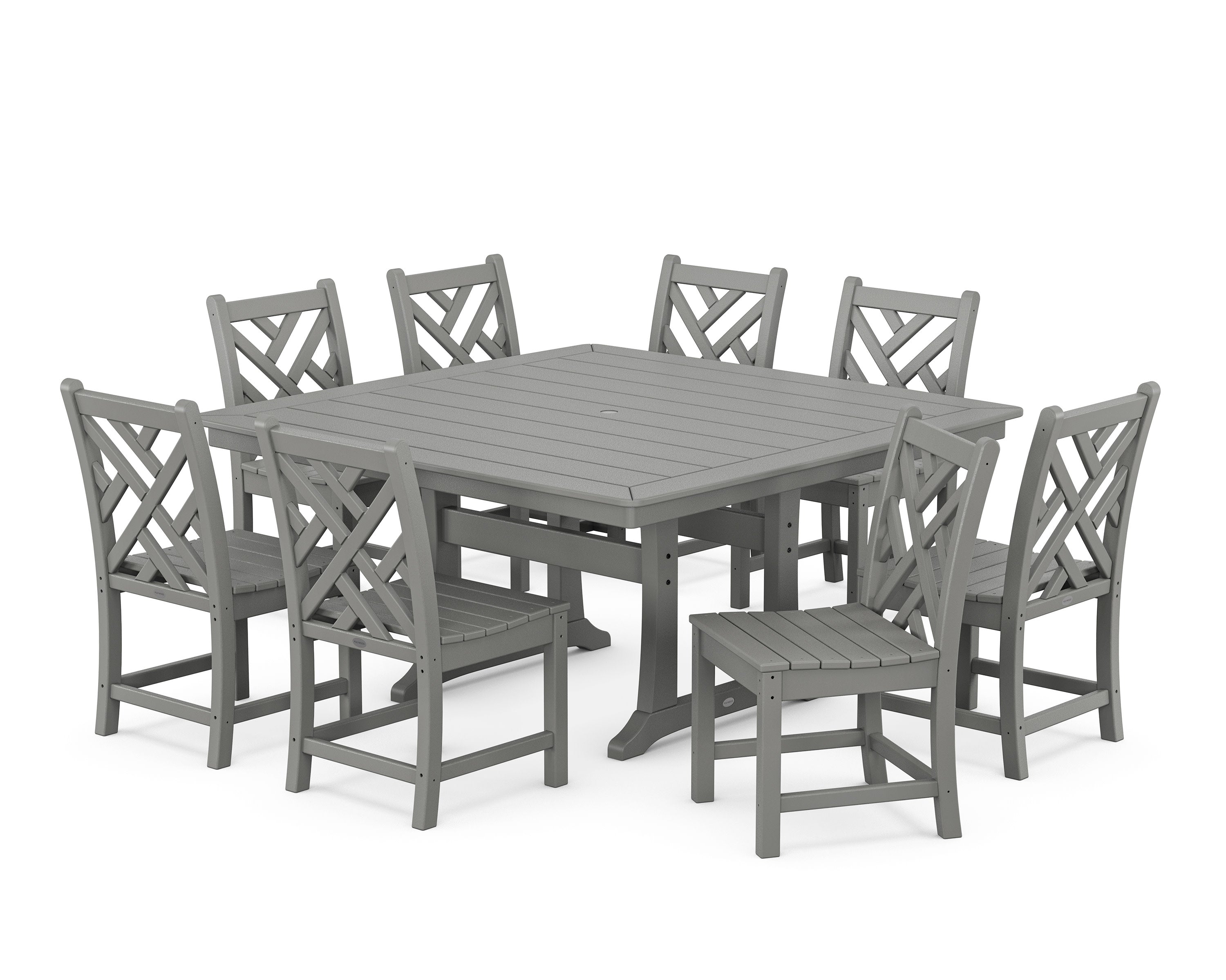 Chippendale 9-Piece Nautical Trestle Dining Set in Slate Grey