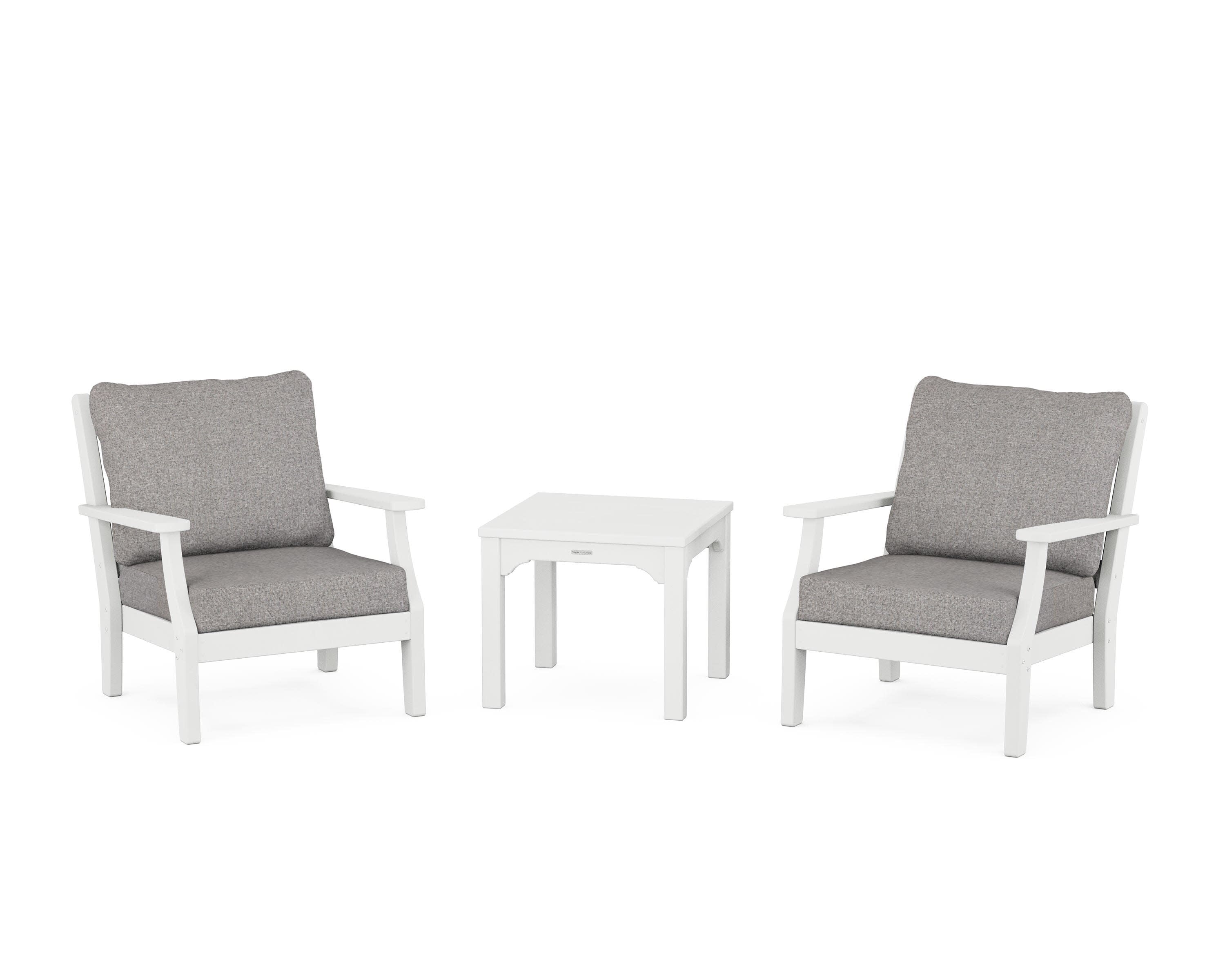 Chinoiserie 3-Piece Deep Seating Set in White / Grey Mist
