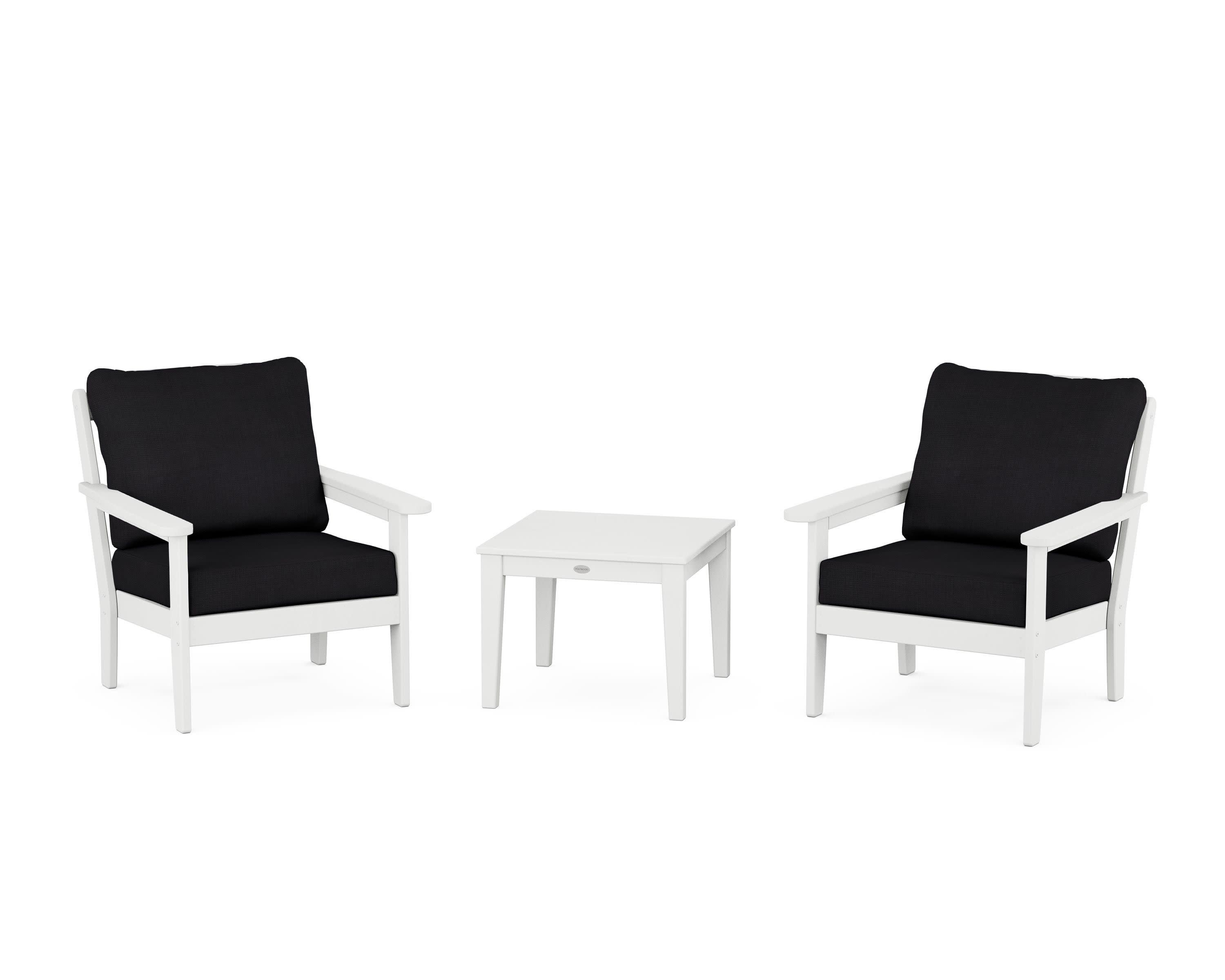 Cottage 3-Piece Deep Seating Set in White / Midnight Linen