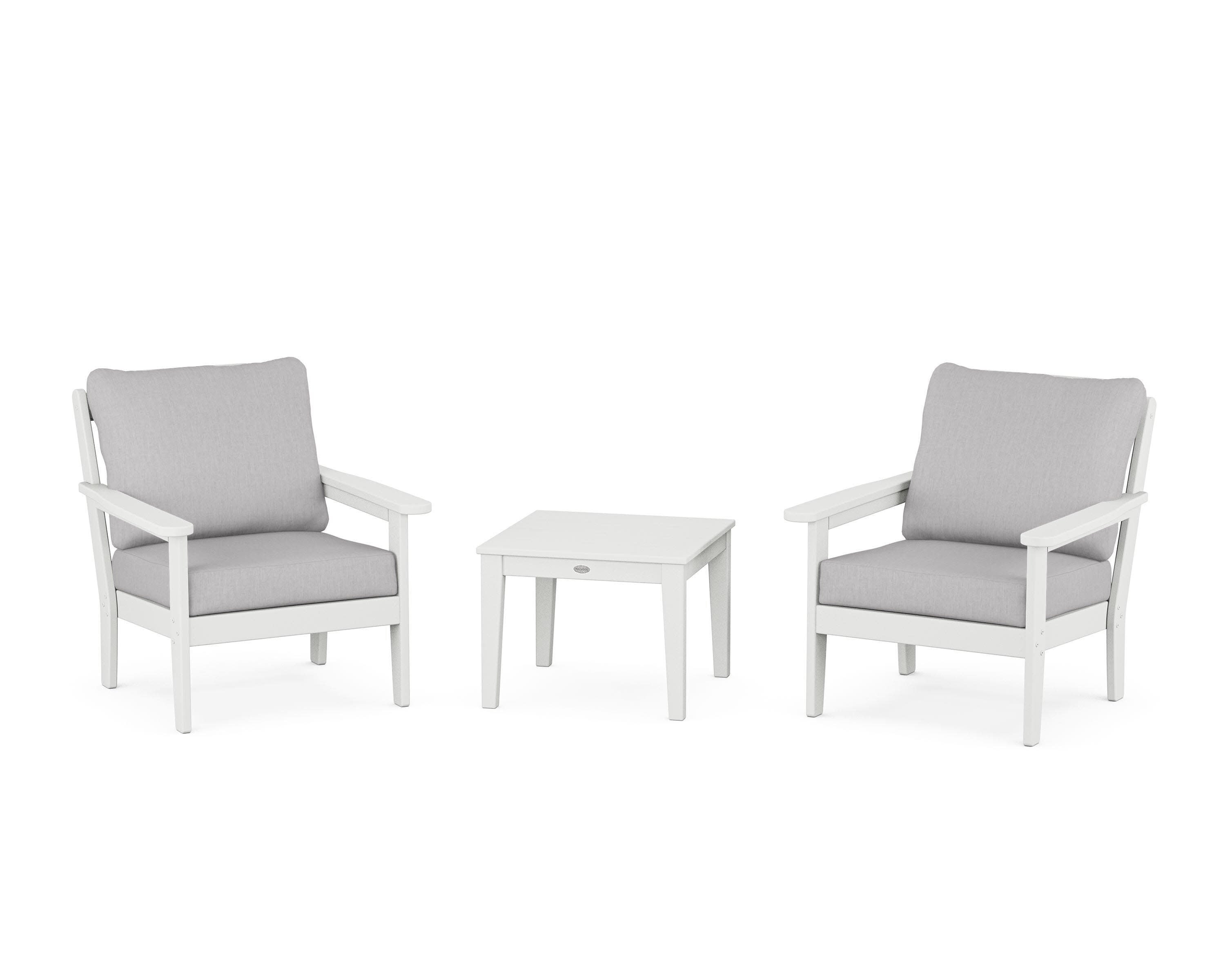 Cottage 3-Piece Deep Seating Set in White / Granite