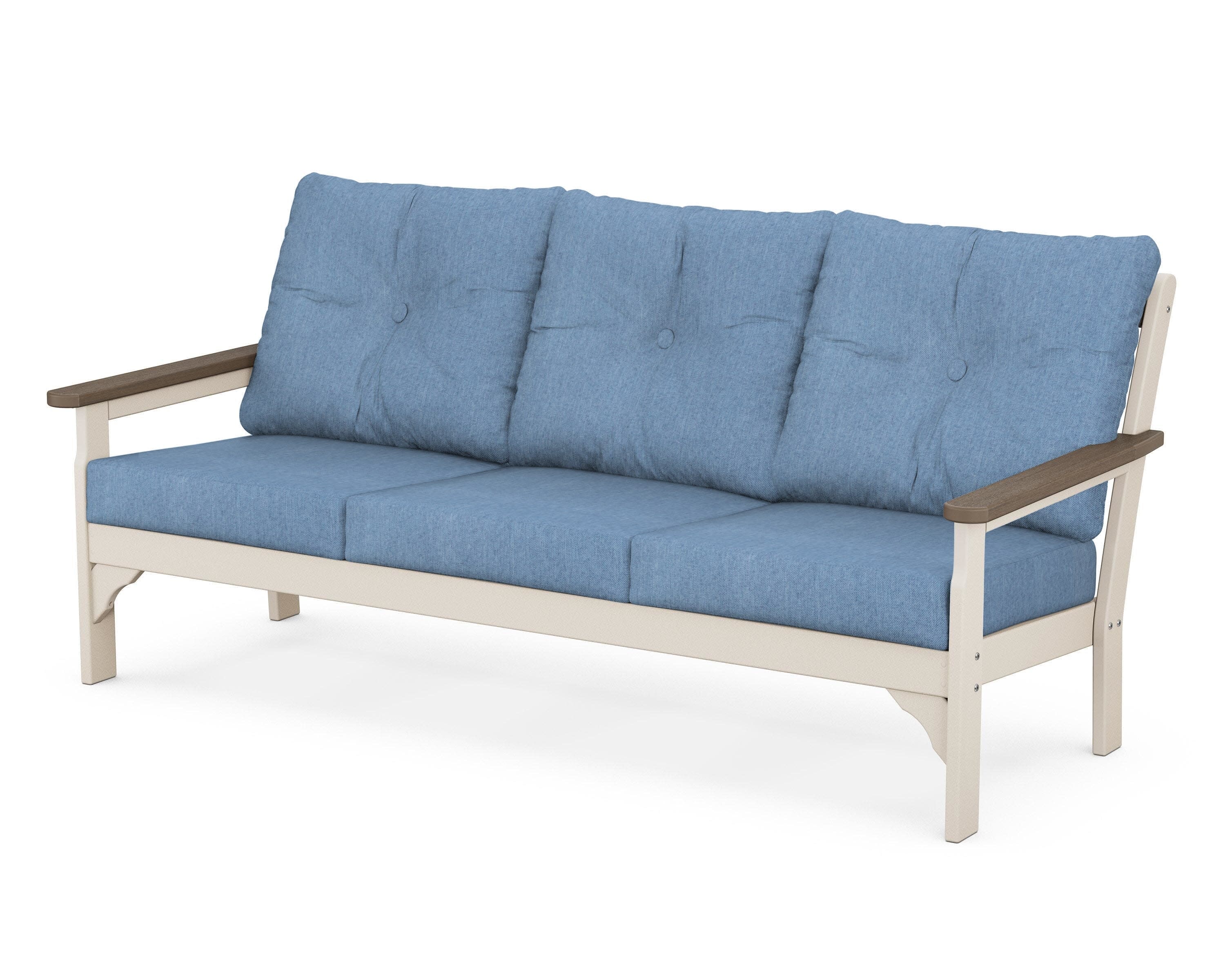 Vineyard Deep Seating Sofa in Sand / Kona / Sky Blue