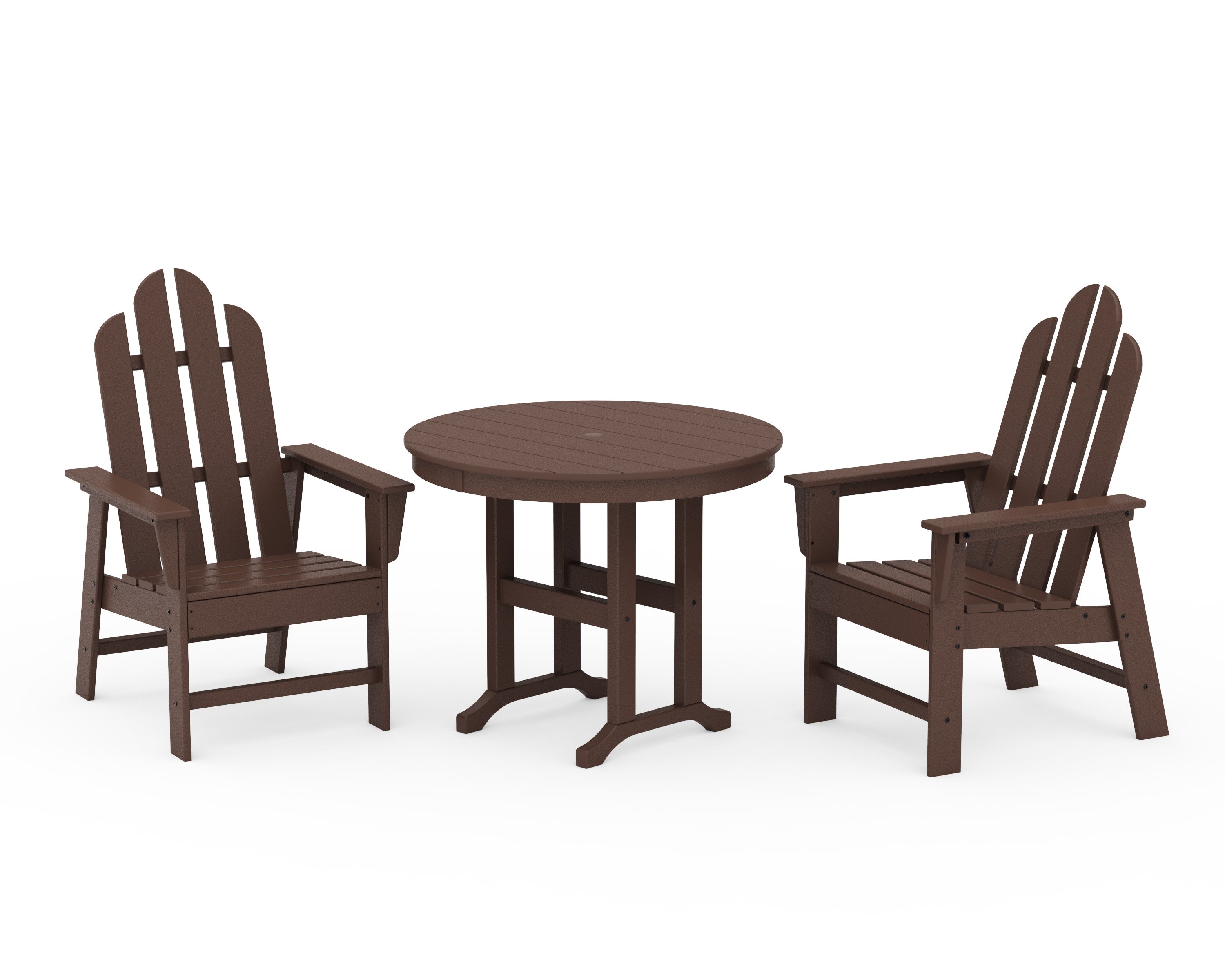 Long Island 3-Piece Round Dining Set in Mahogany