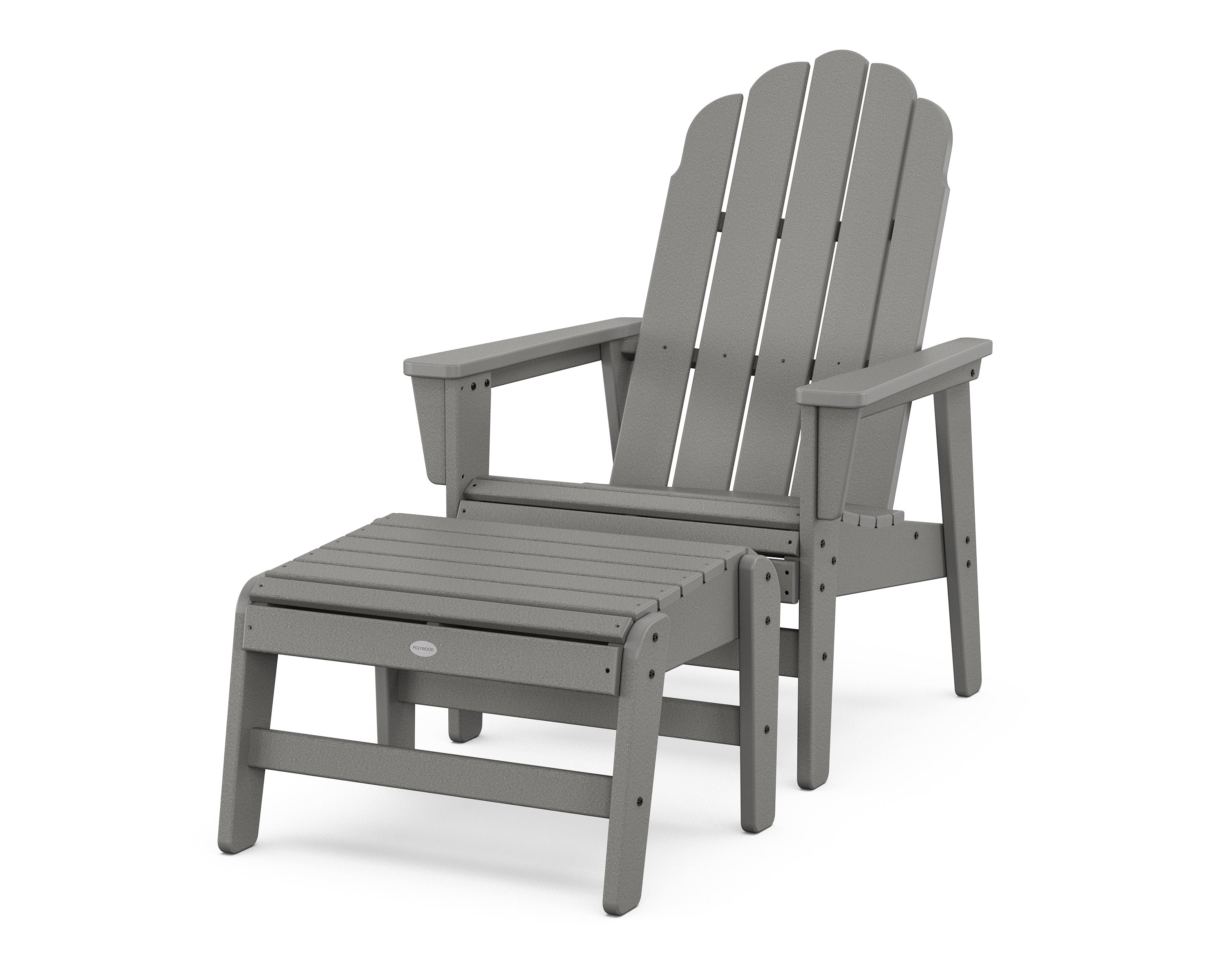 Vineyard Grand Upright Adirondack Chair with Ottoman in Slate Grey
