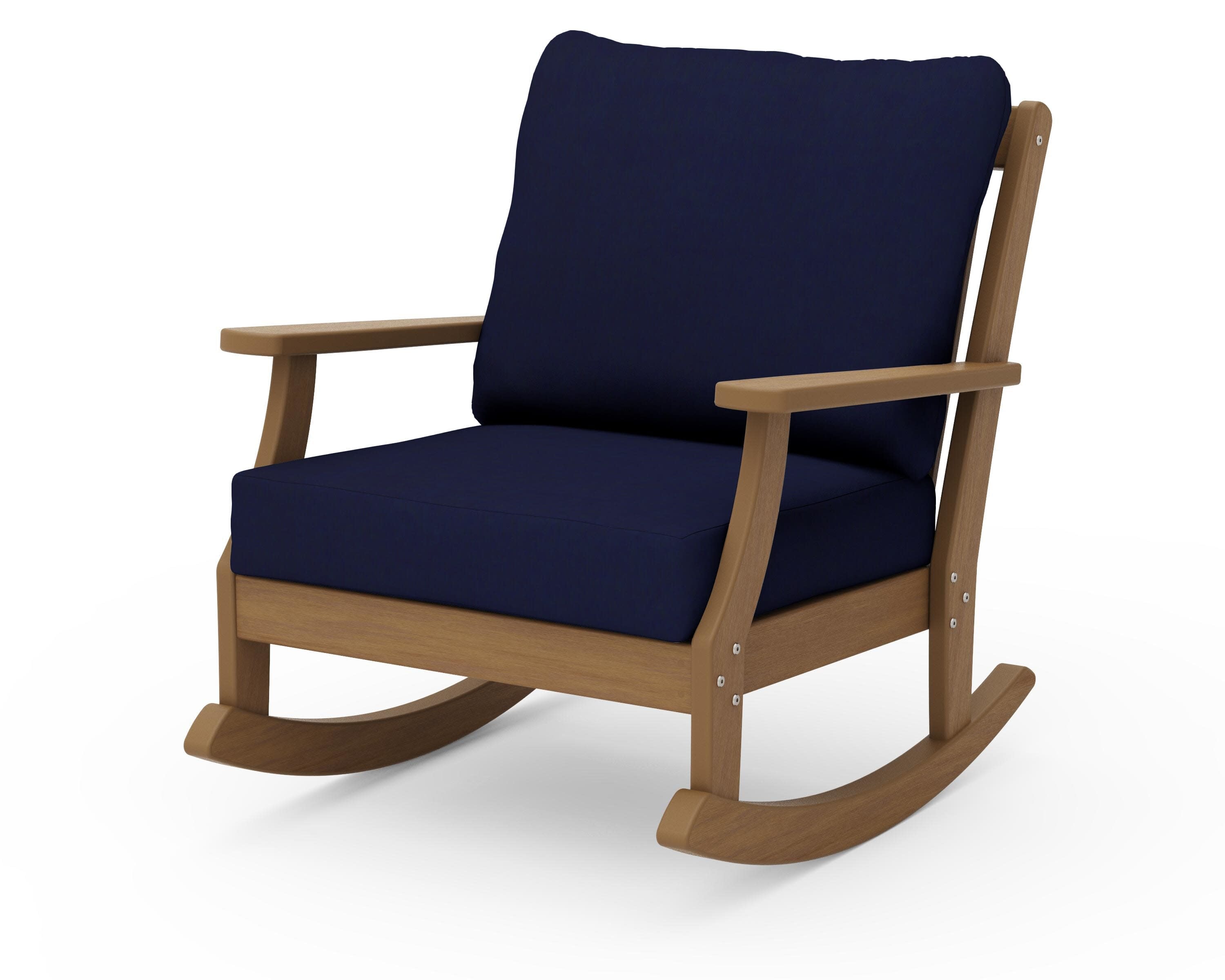 Braxton Deep Seating Rocking Chair in Natural / Navy