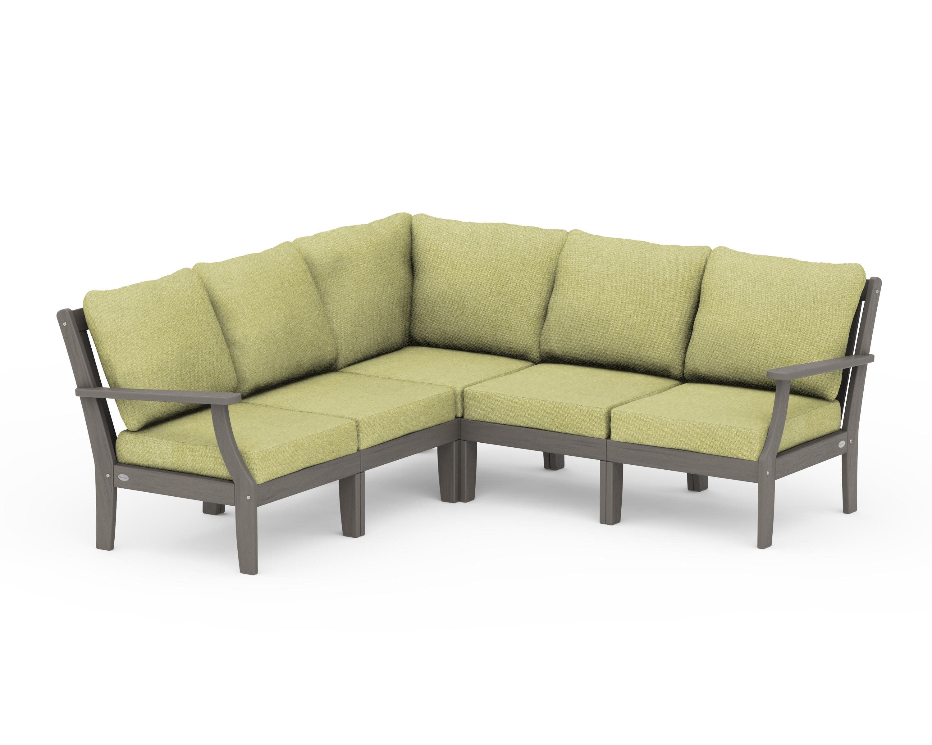 Braxton Modular 5-Piece Deep Seating Set in Driftwood / Chartreuse Boucle
