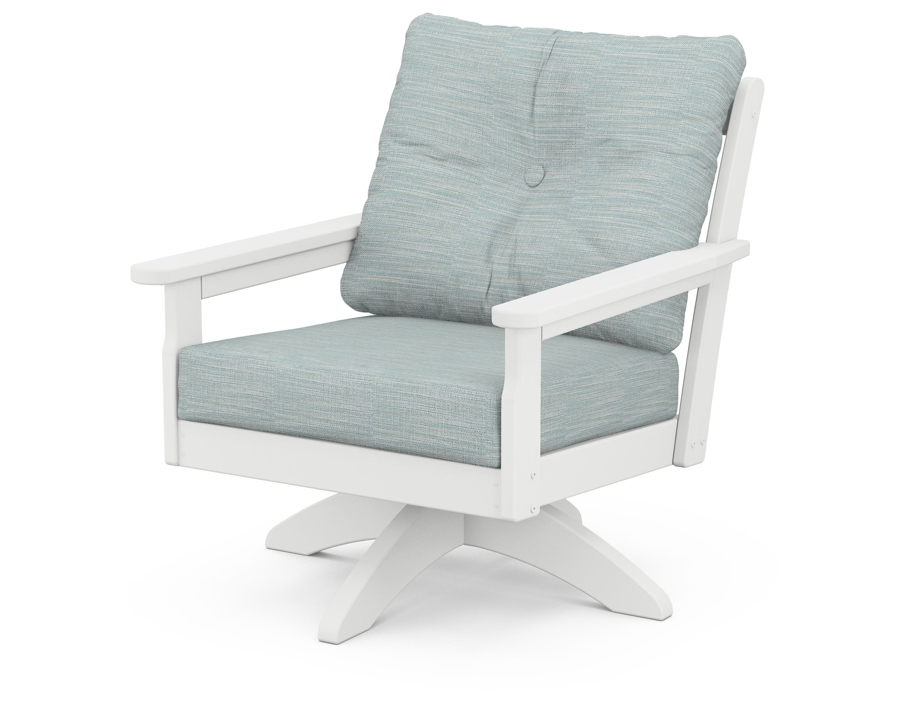 Vineyard Deep Seating Swivel Chair in White / Soothe Mist