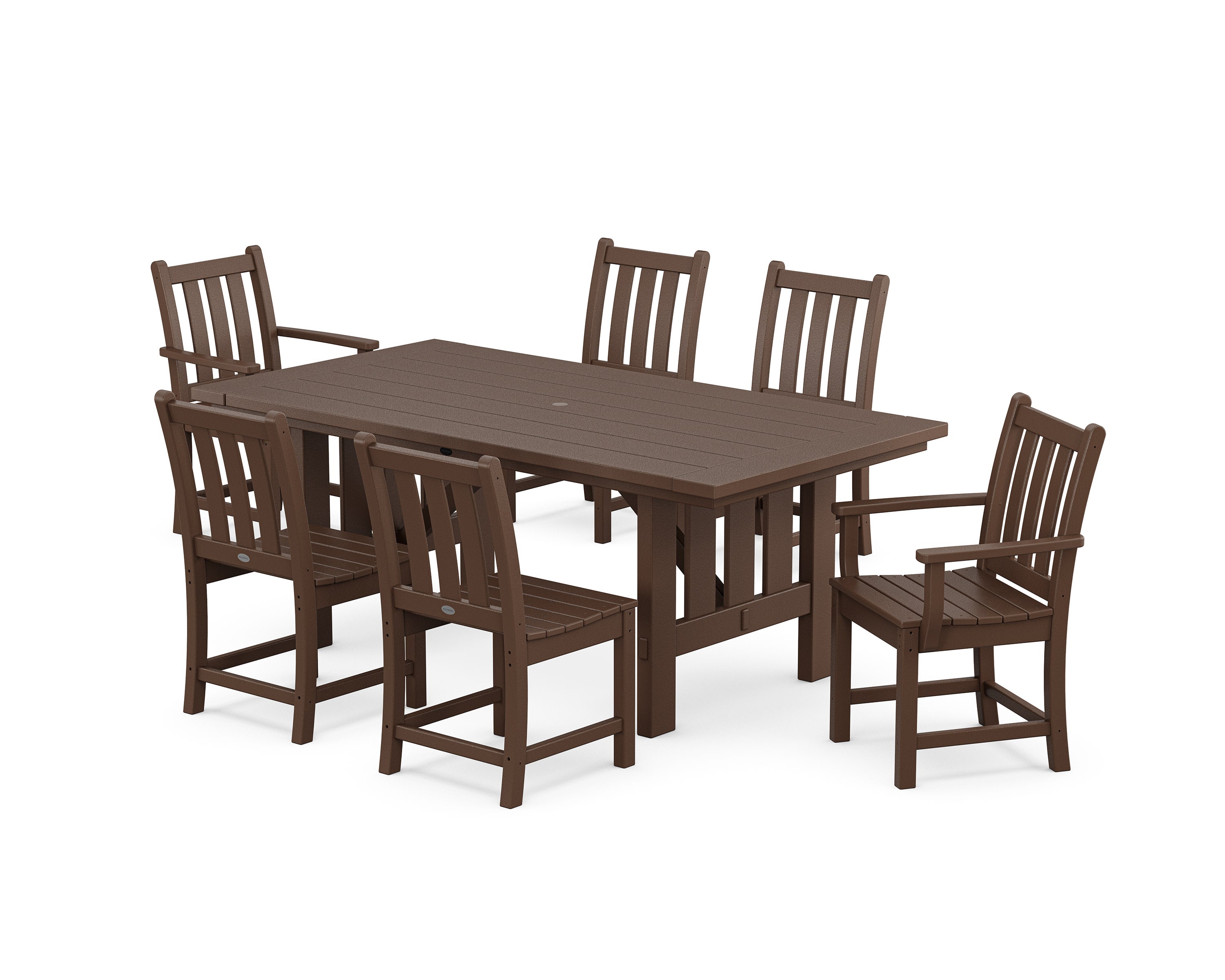 Traditional Garden 7-Piece Dining Set with Mission Table in Mahogany