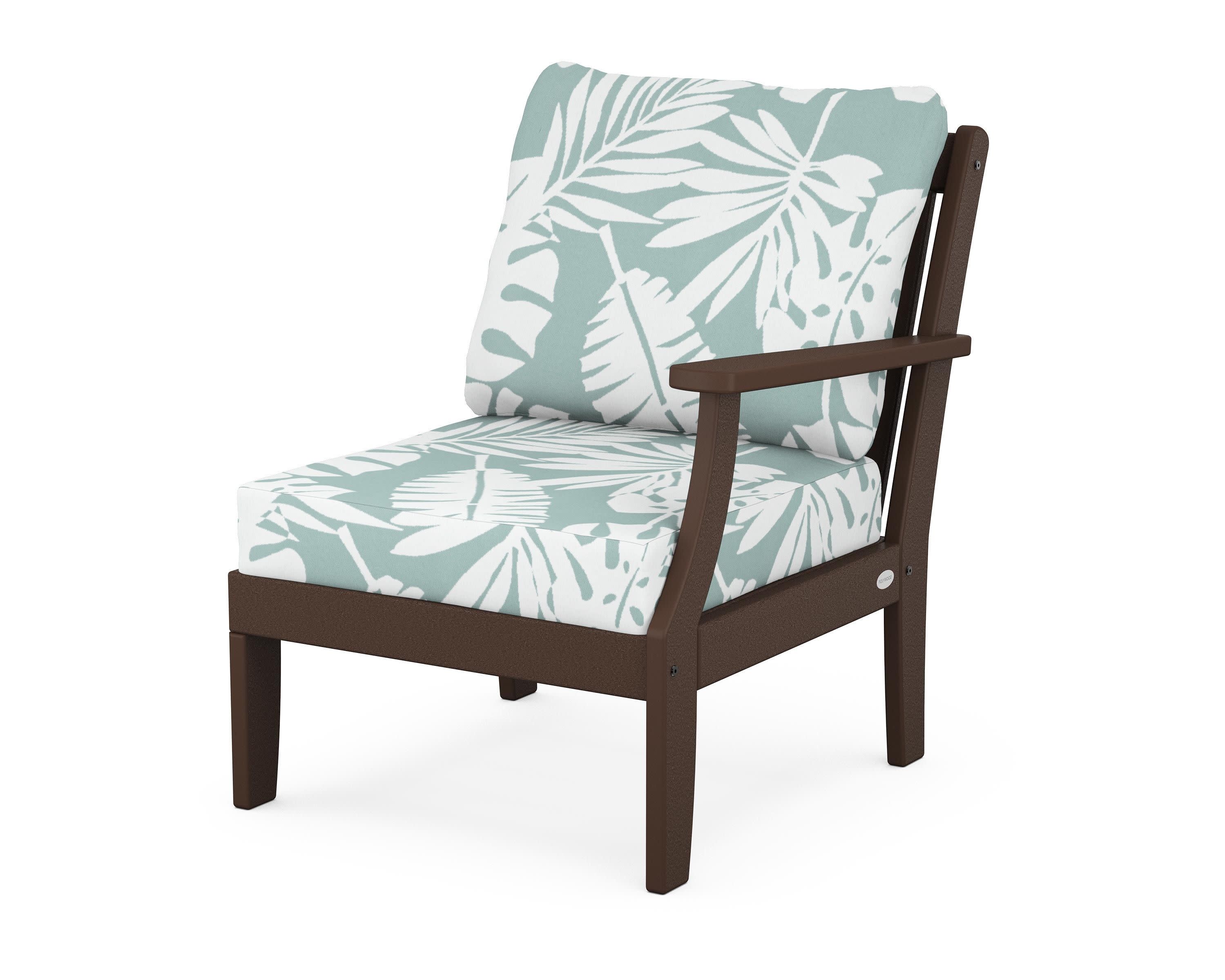 Braxton Modular Right Arm Chair in Mahogany / Leaf Glacier Spa