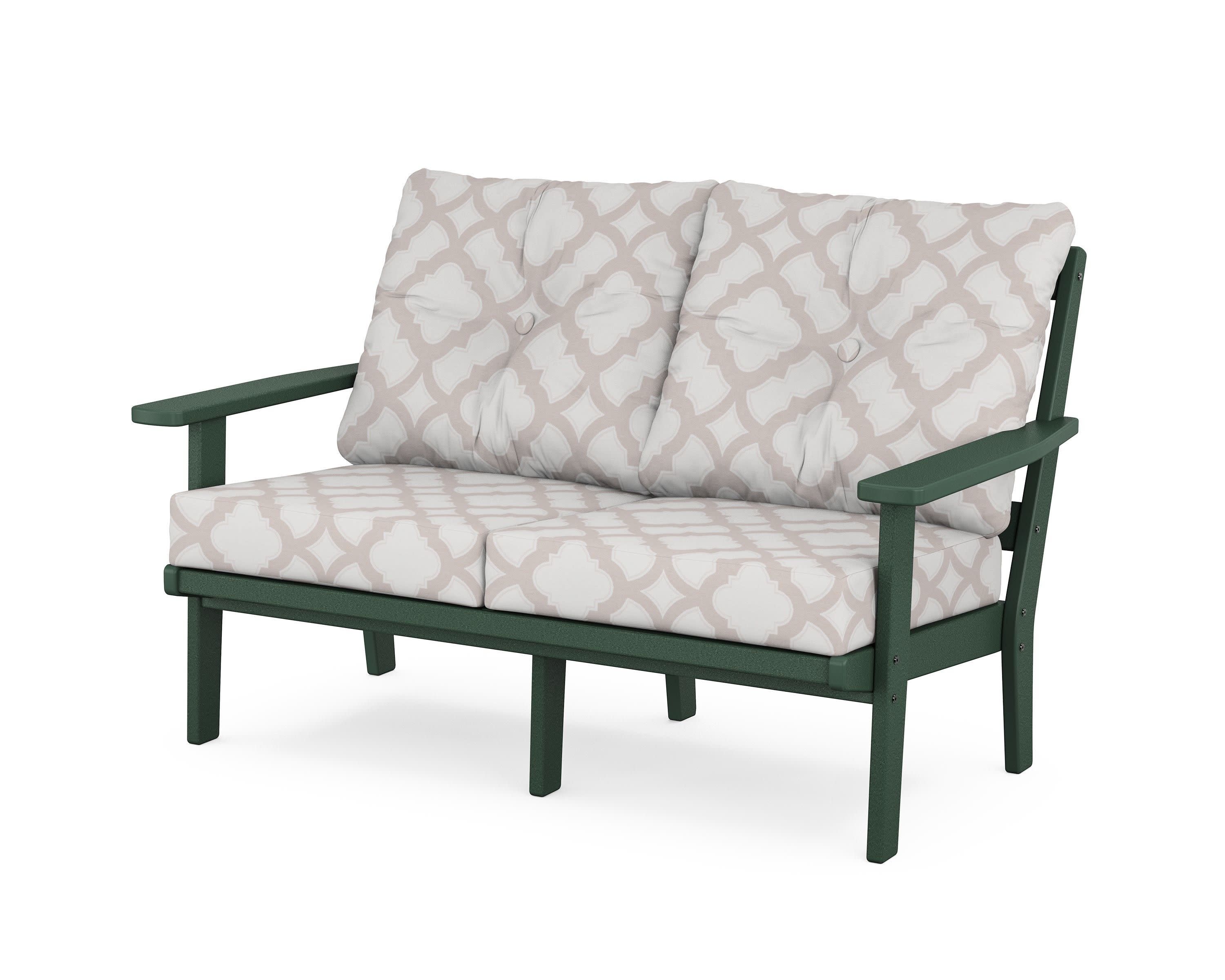 Oxford Deep SeatingLoveseat in Green / Trellis Dune Burlap