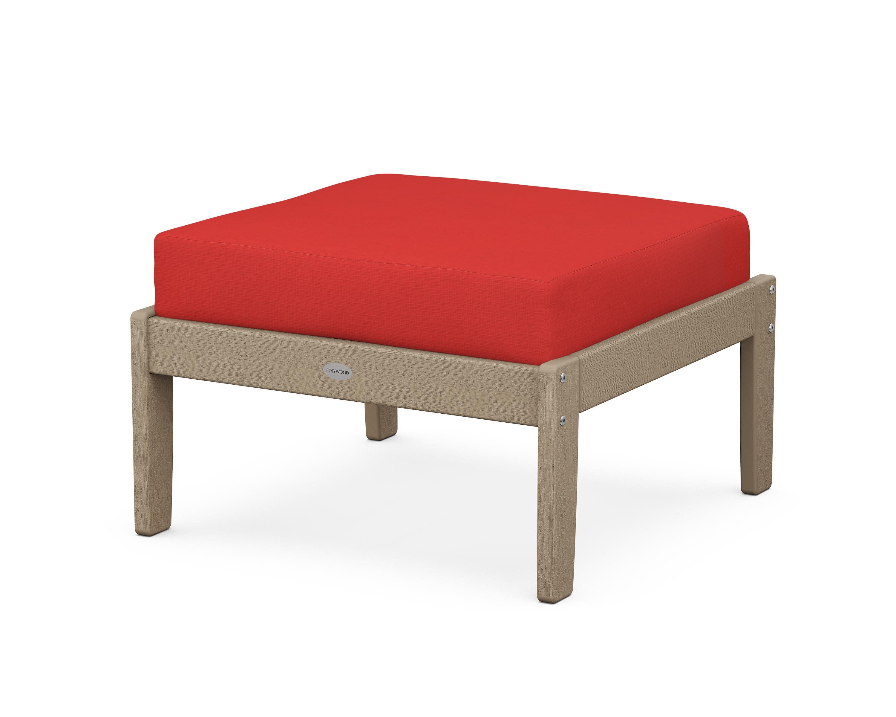 Braxton Deep Seating Ottoman in Vintage Sahara / Crimson Linen