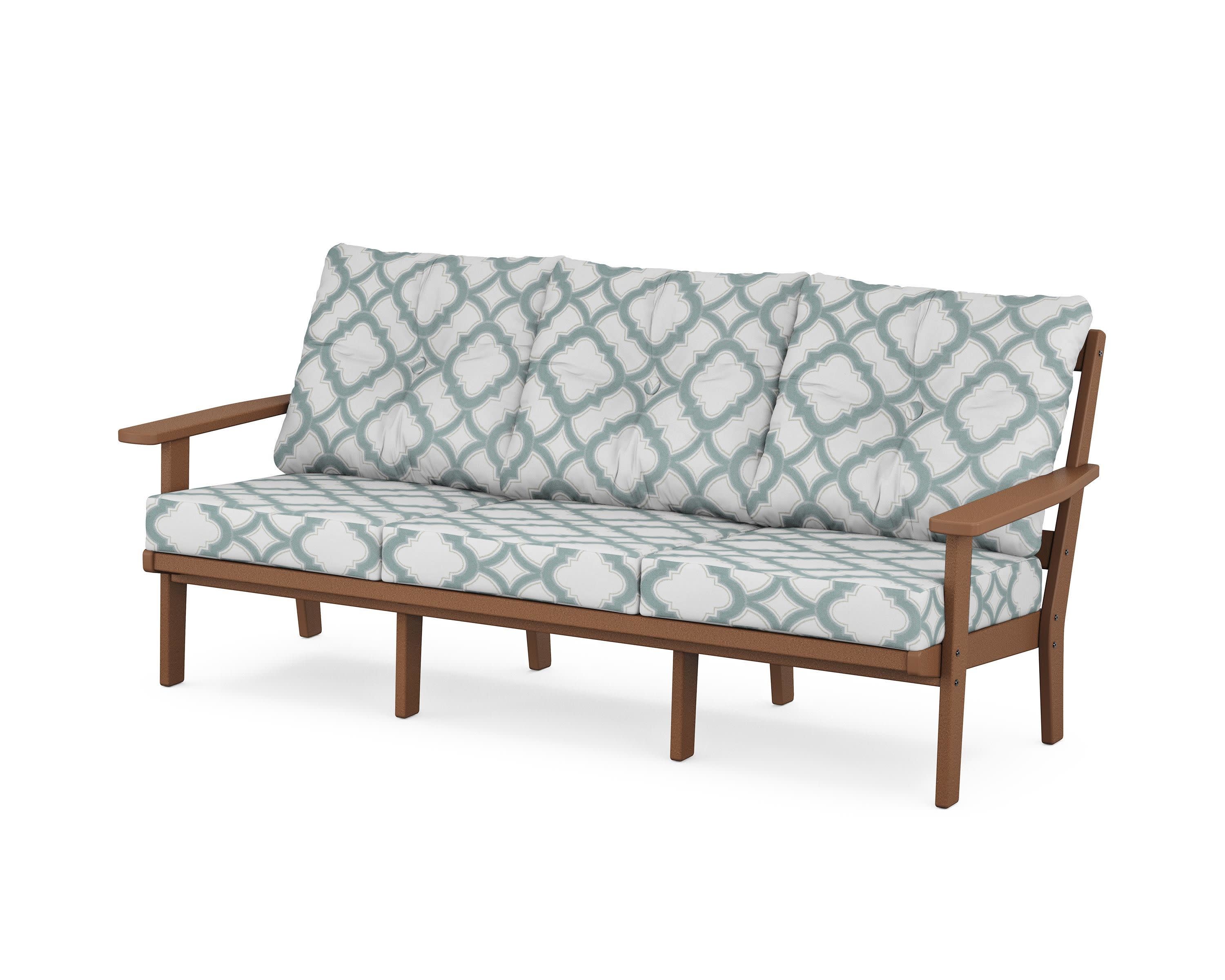 PrairieDeep Seating Sofa in Teak / Trellis Glacier Spa