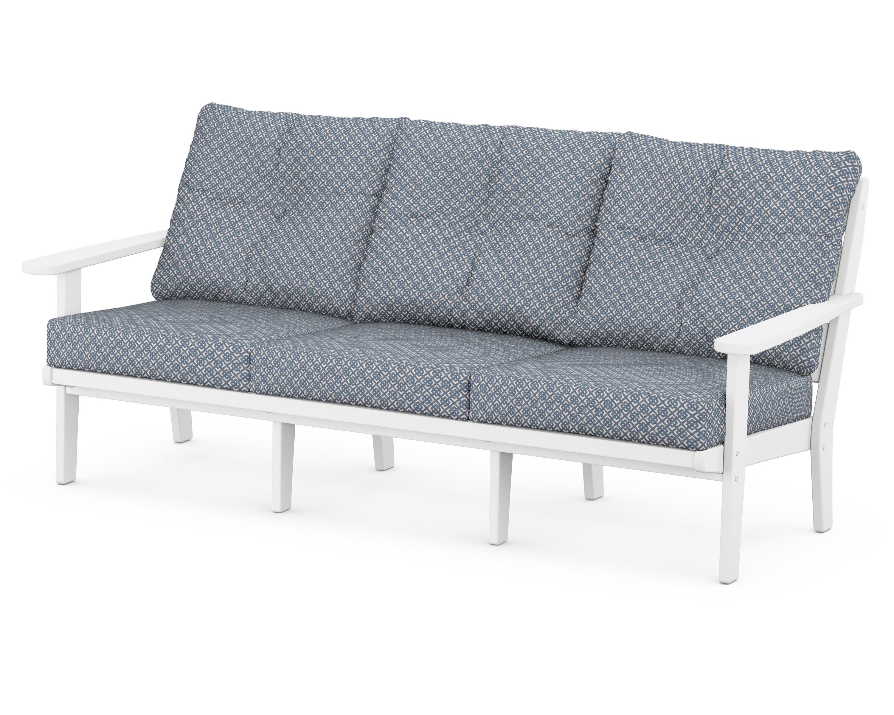 Lakeside Deep Seating Sofa in White / Hopscotch