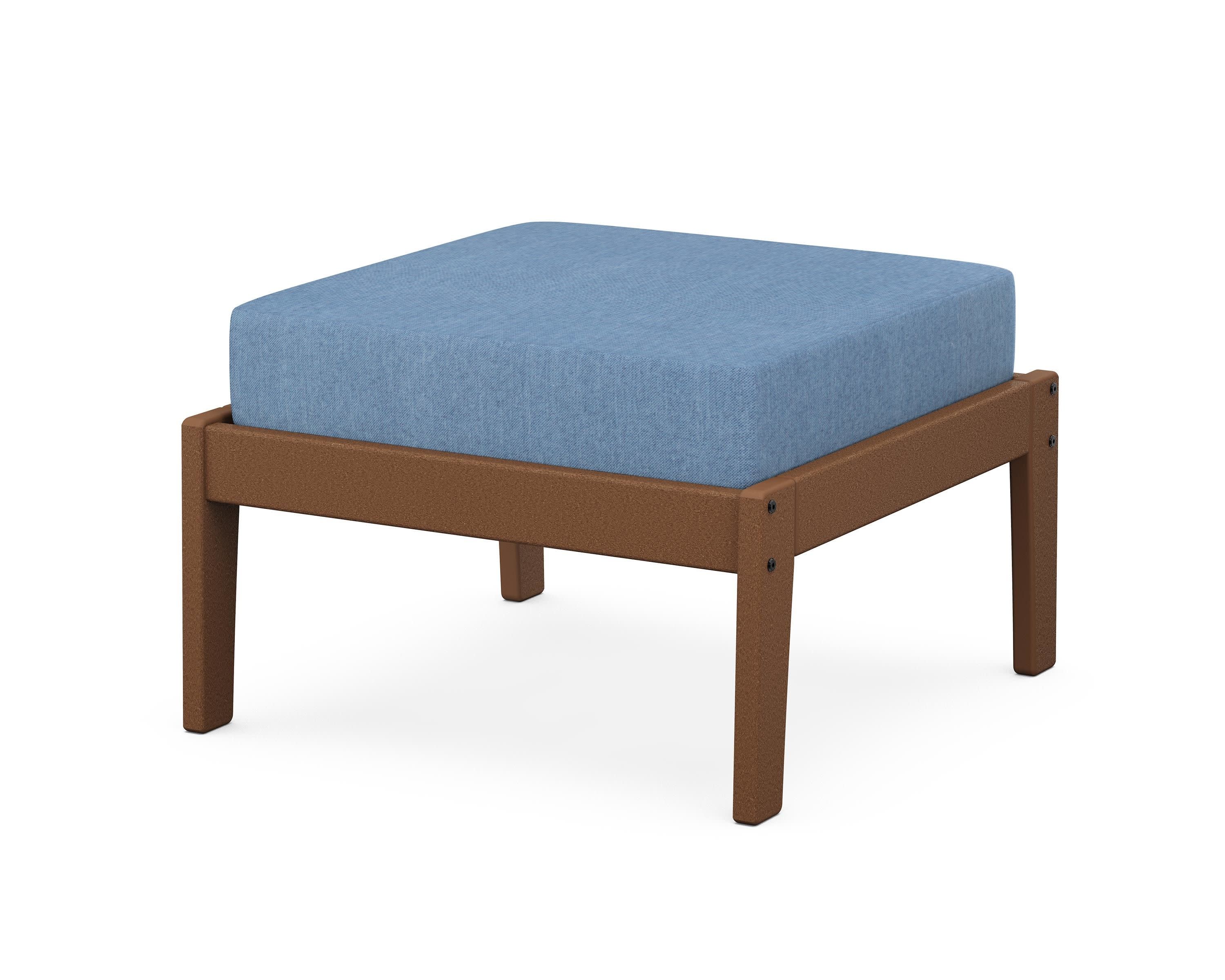 Deep Seating Ottoman in Teak / Sky Blue