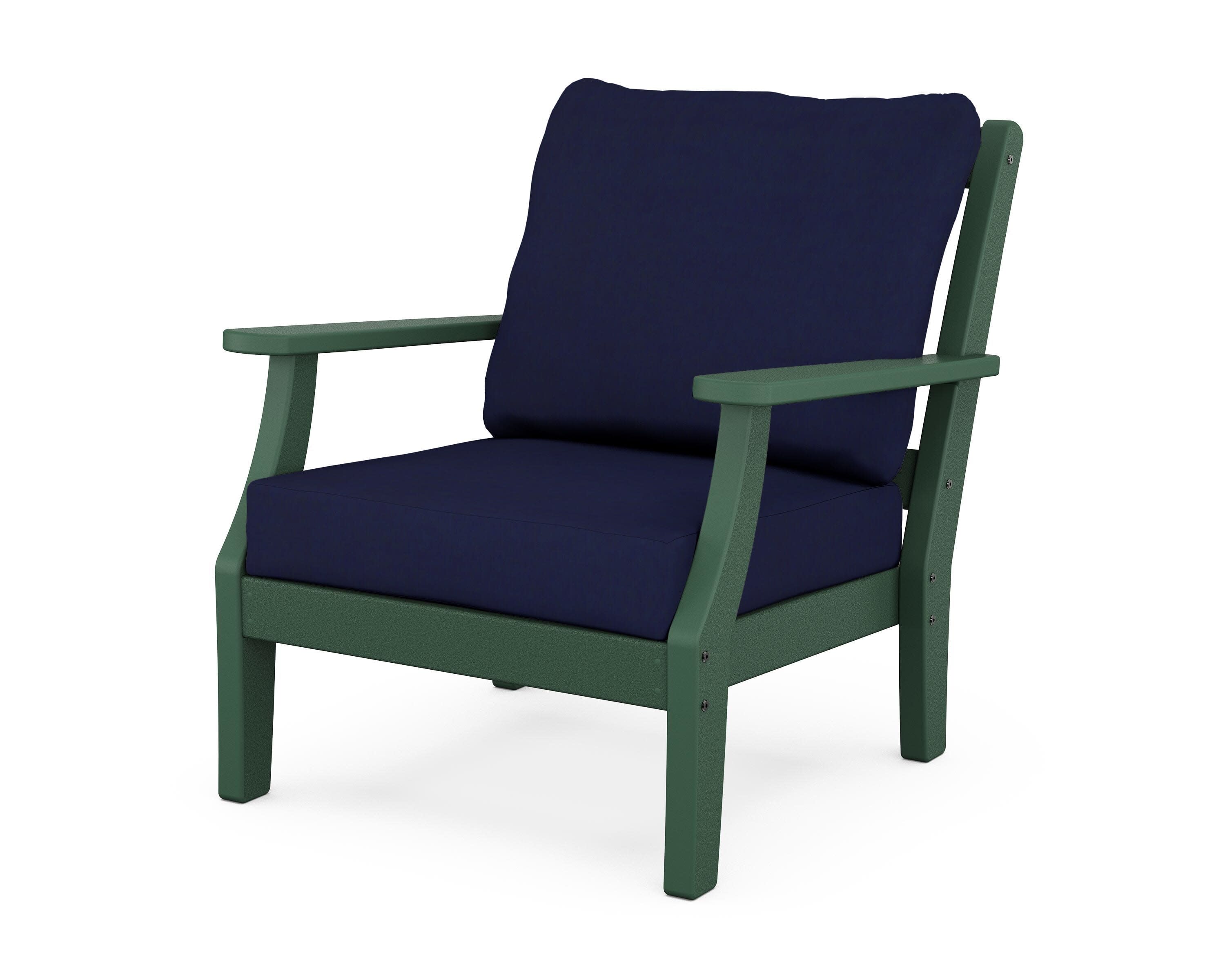 Chinoiserie Deep Seating Chair in Green / Navy