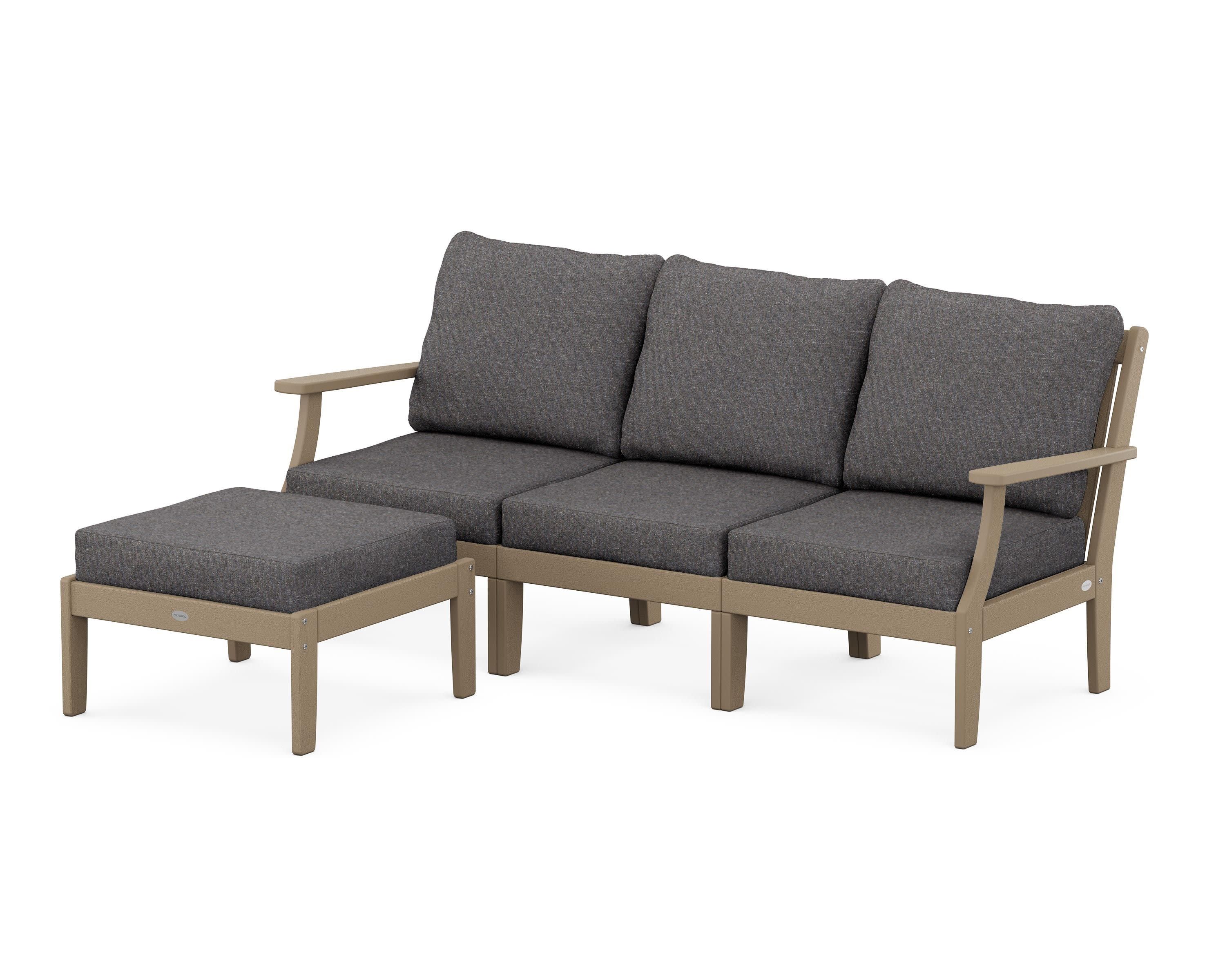 Braxton Modular 4-Piece Deep Seating Set with Ottoman in Vintage Sahara / Ash Charcoal