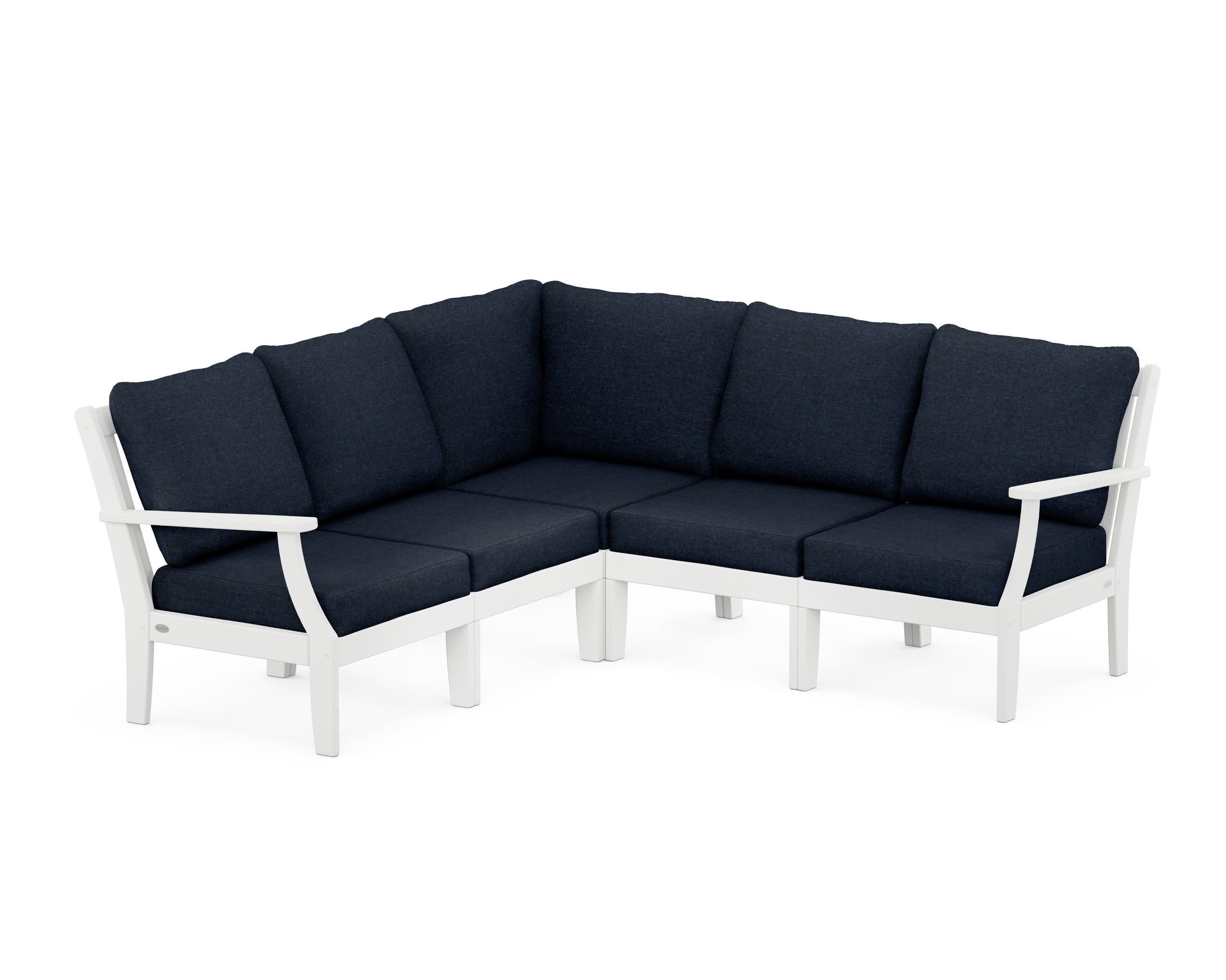 Braxton Modular 5-Piece Deep Seating Set in White / Marine Indigo