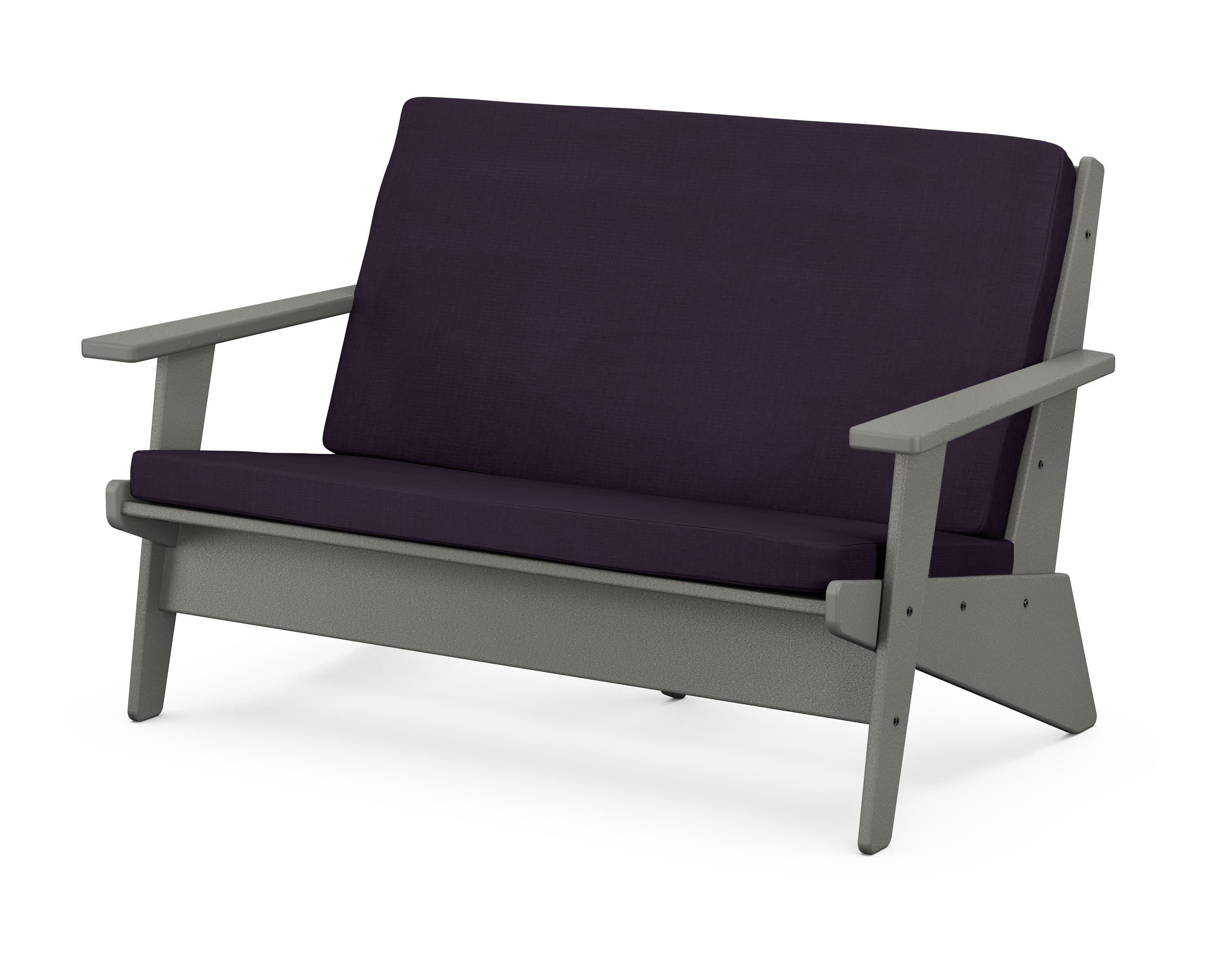 Riviera Modern Lounge Loveseat in Slate Grey / Navy Linen