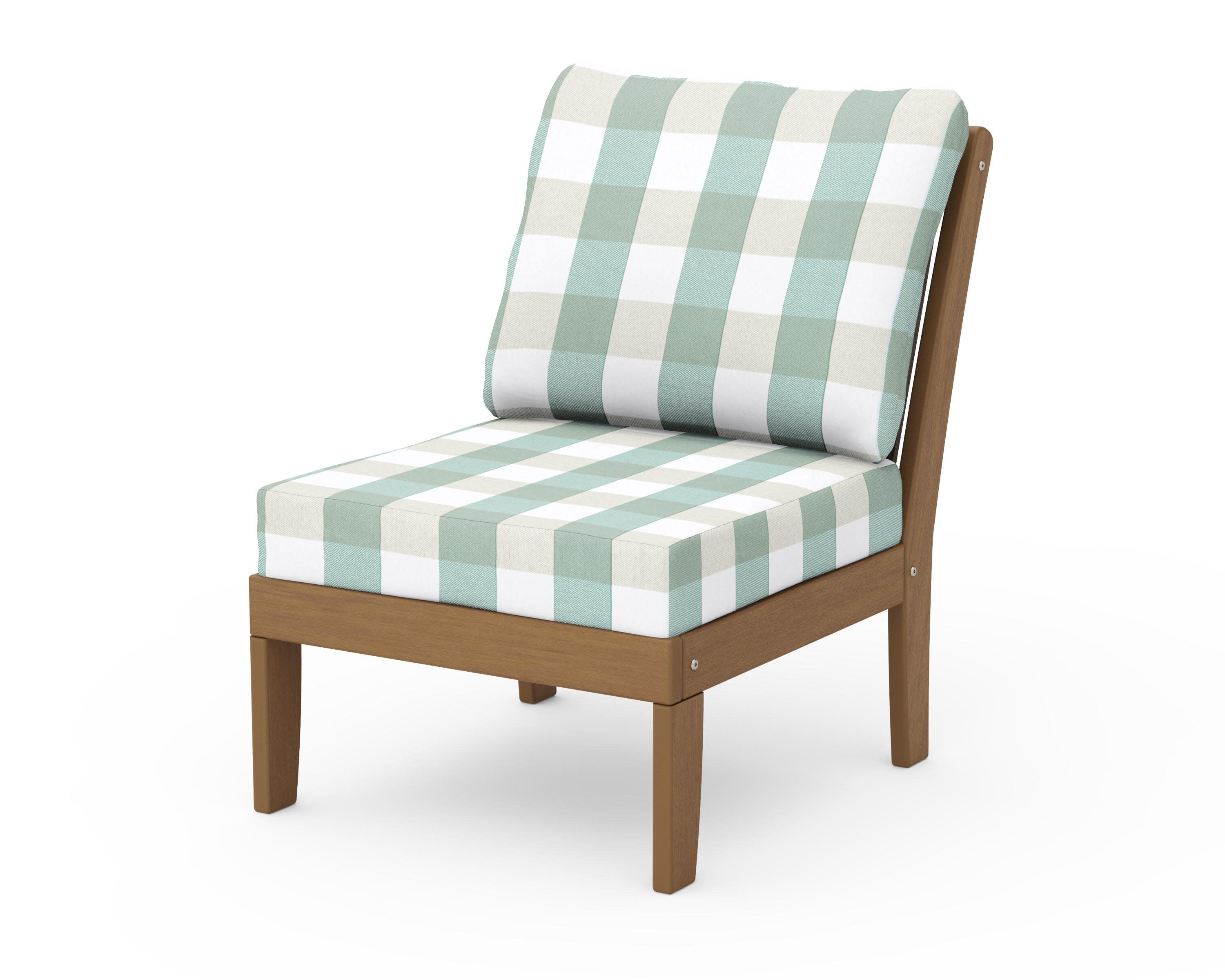 Braxton Modular Armless Chair in Natural / Buffalo Plaid Glacier Spa